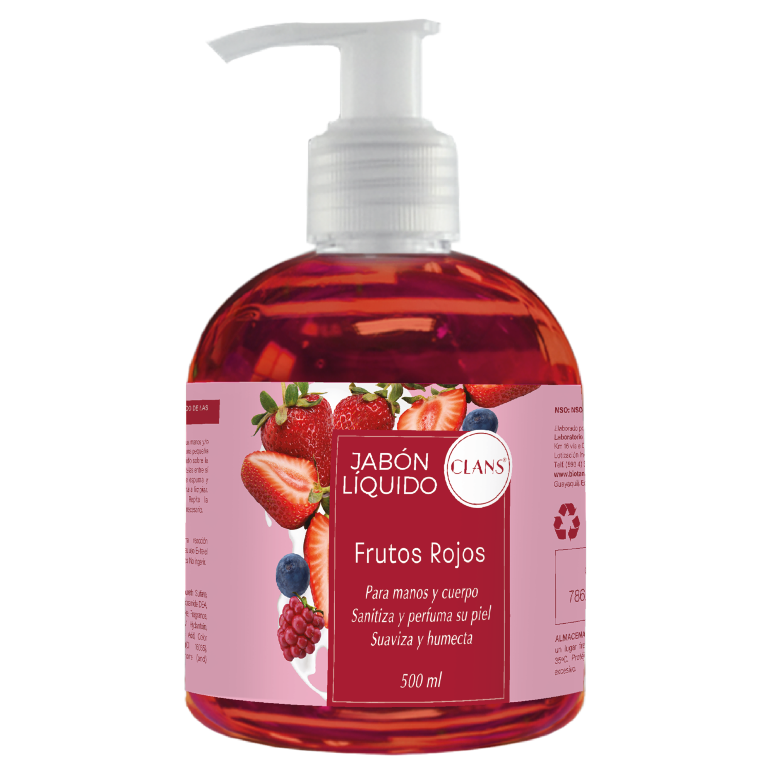 Jabón Líquido De Frutos Rojos CLANS 500 Ml