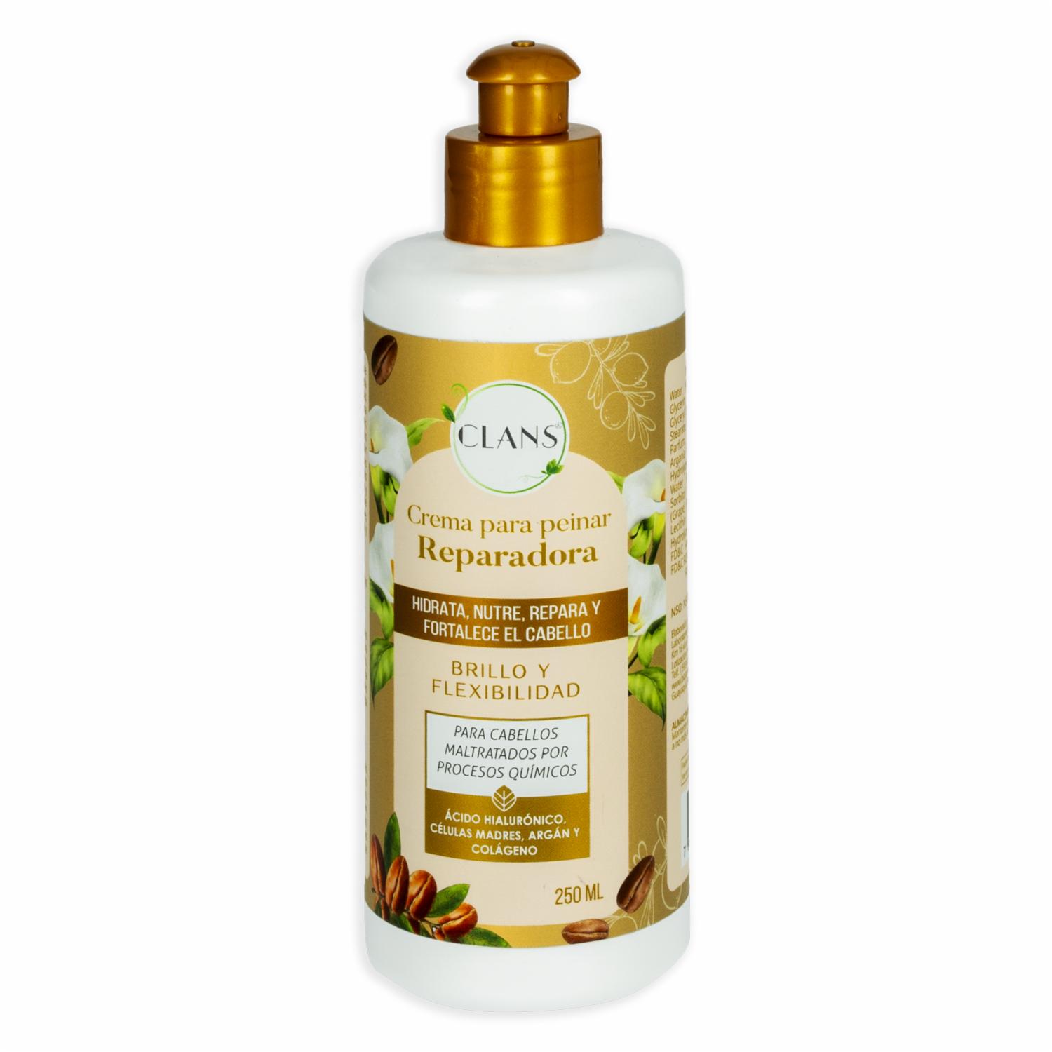 Crema Para Peinar Acción Reparadora Brillo Y Flexibilidad CLANS 250 Ml