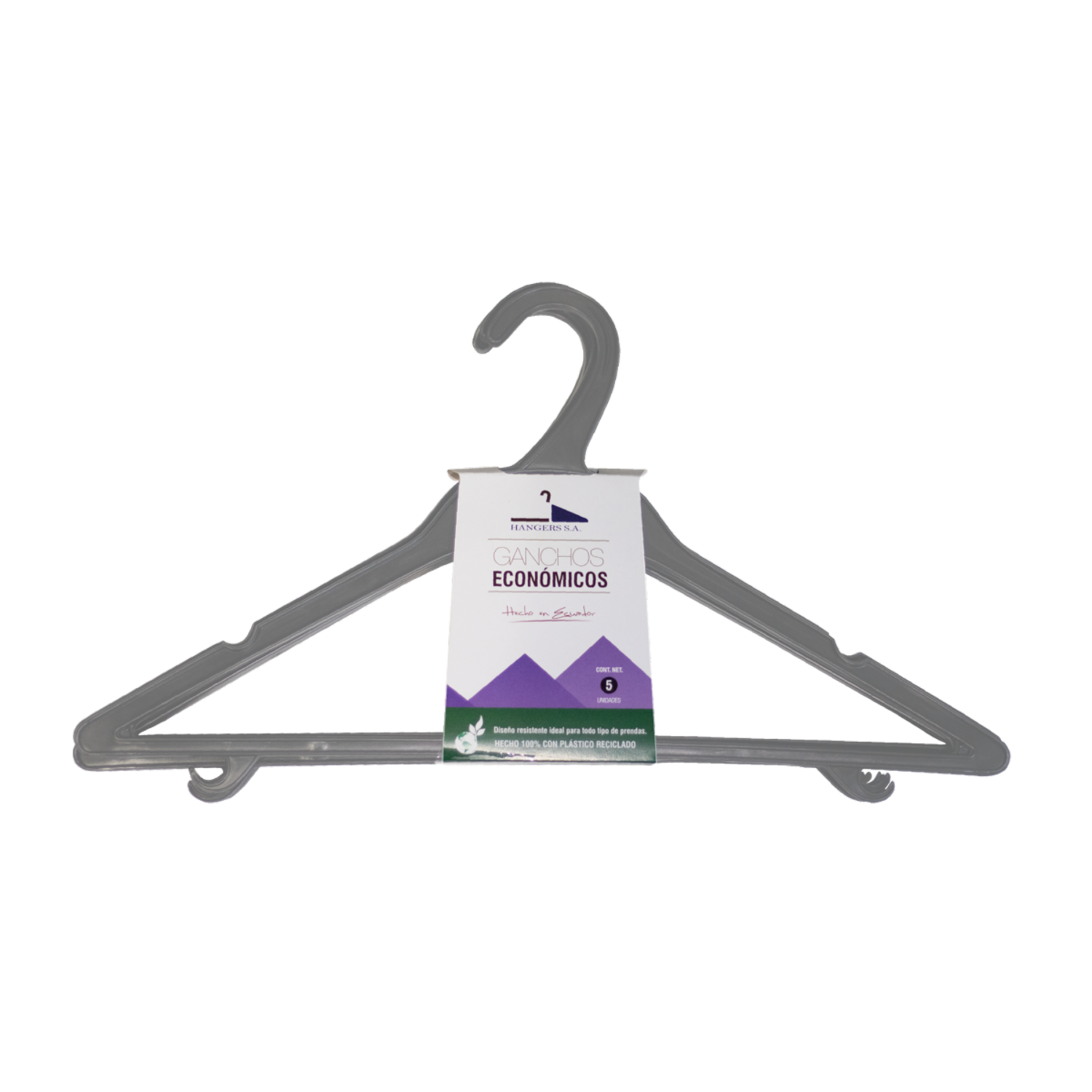 Armador Para Ropa Plástico Color Gris HANGERS S.A. 1 X 5 Uds