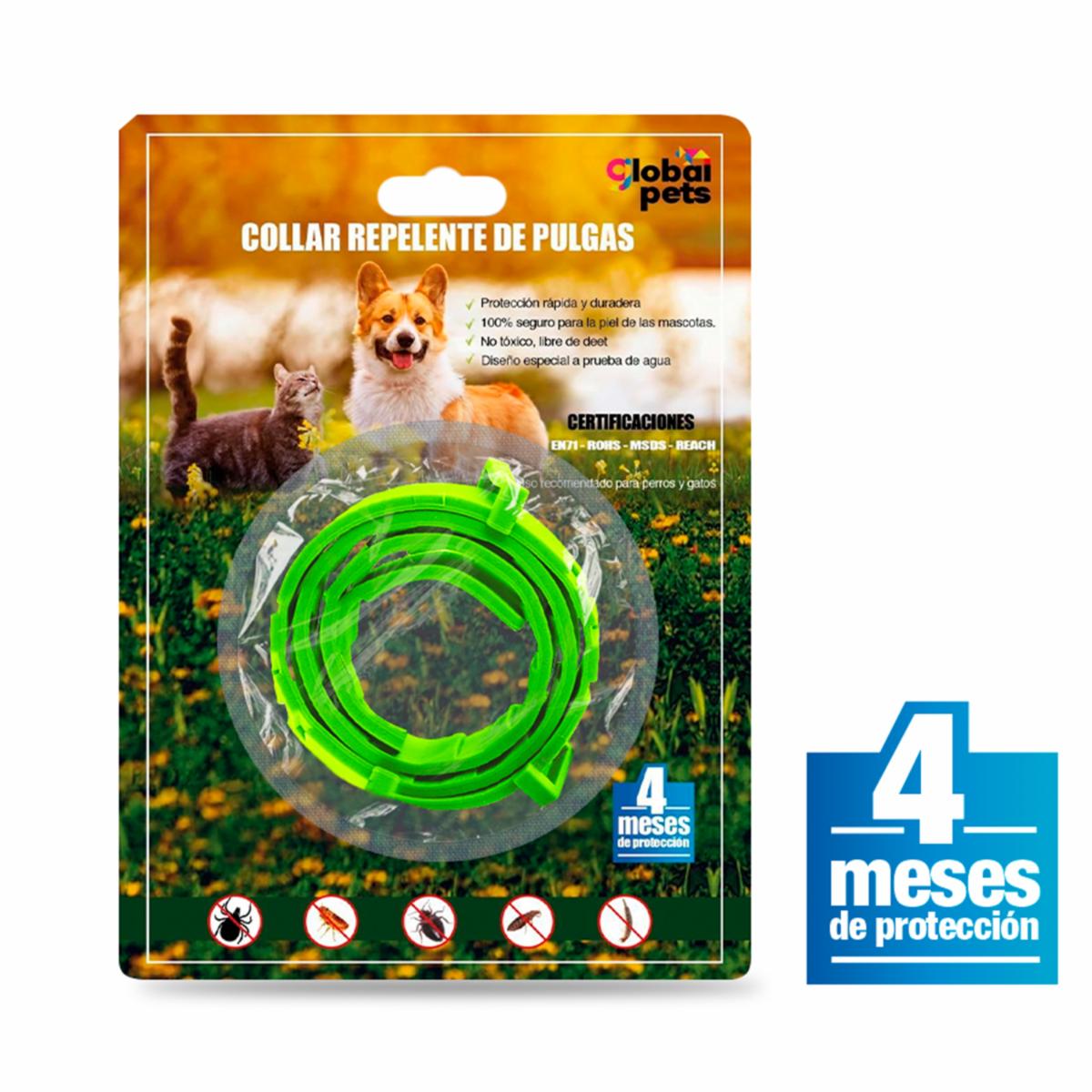 Collar Para Mascotas Repelente De Pulgas Duración 4M GLOBAL PETS 60 Cm