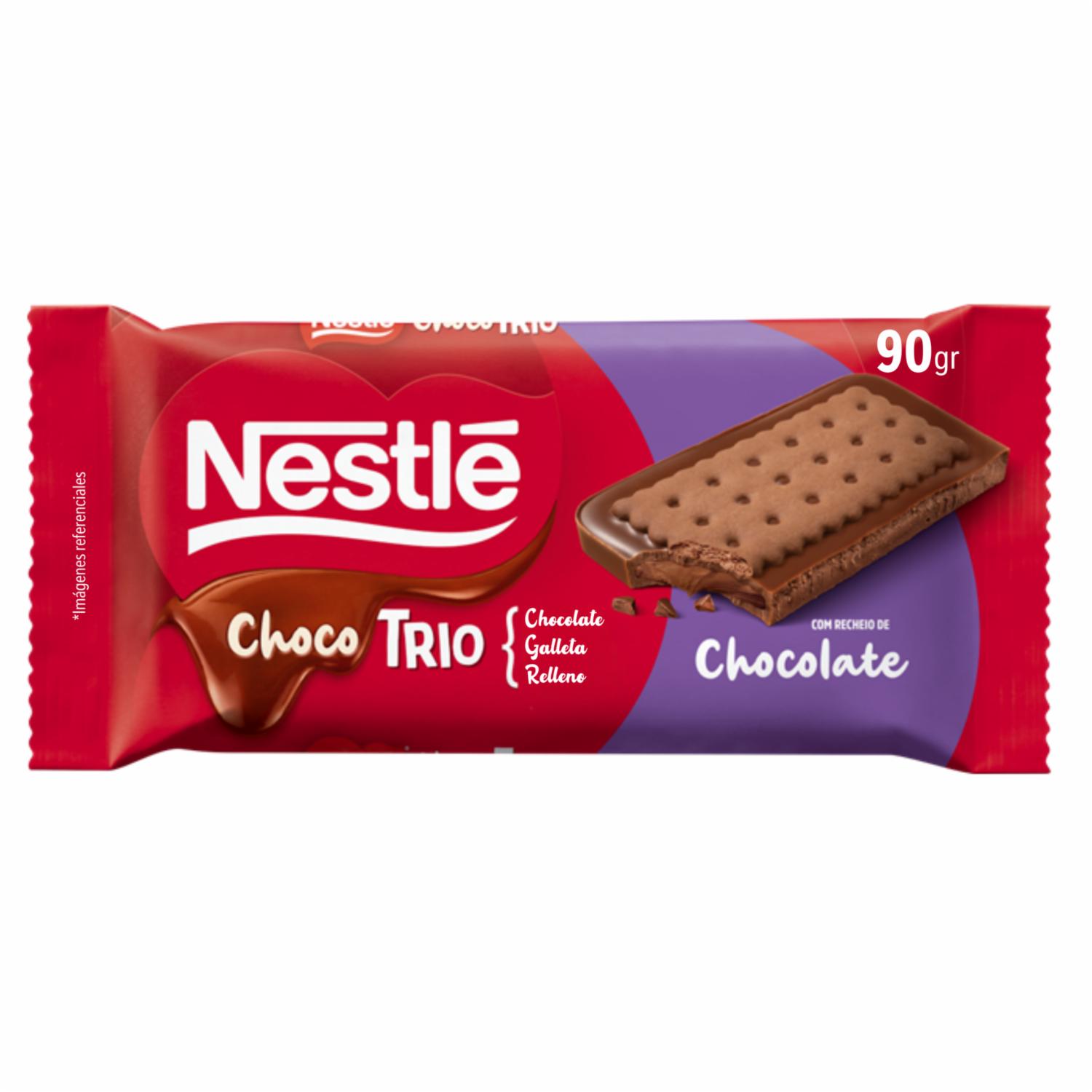 Chocolate En Tableta Relleno Y Galleta NESTLÉ CHOCO TRIO 90 G