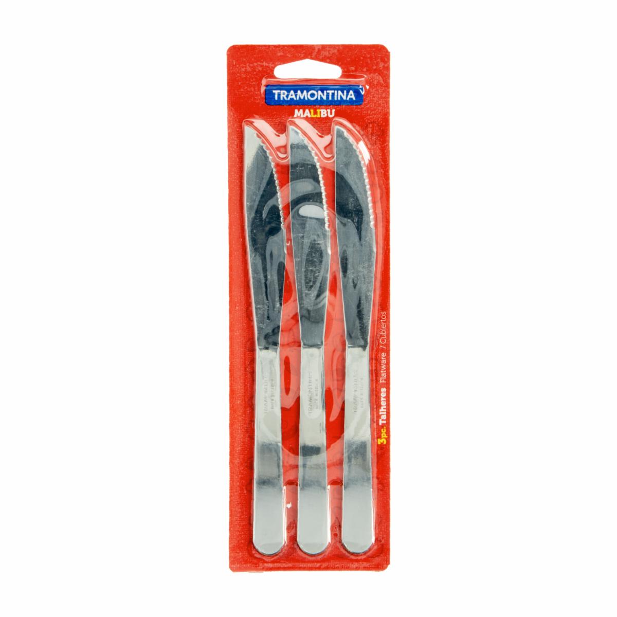 Set De Cubiertos Cuchillos Para Asado Malibú 3 Puestos TRAMONTINA 3 Piezas