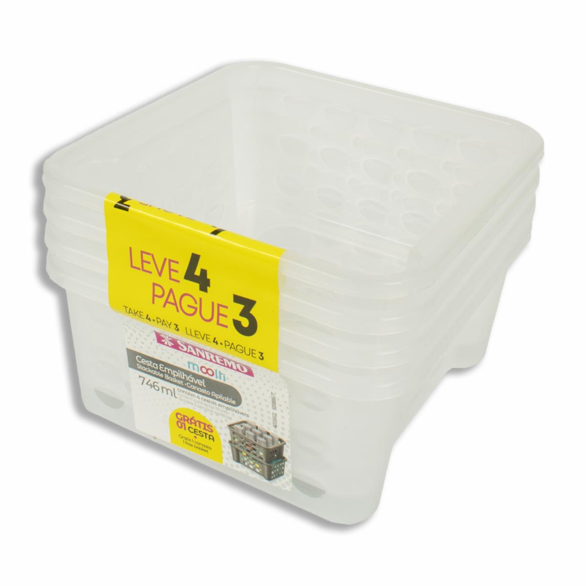 Set Canastillas Transparente Moolti SANREMO 4 Piezas