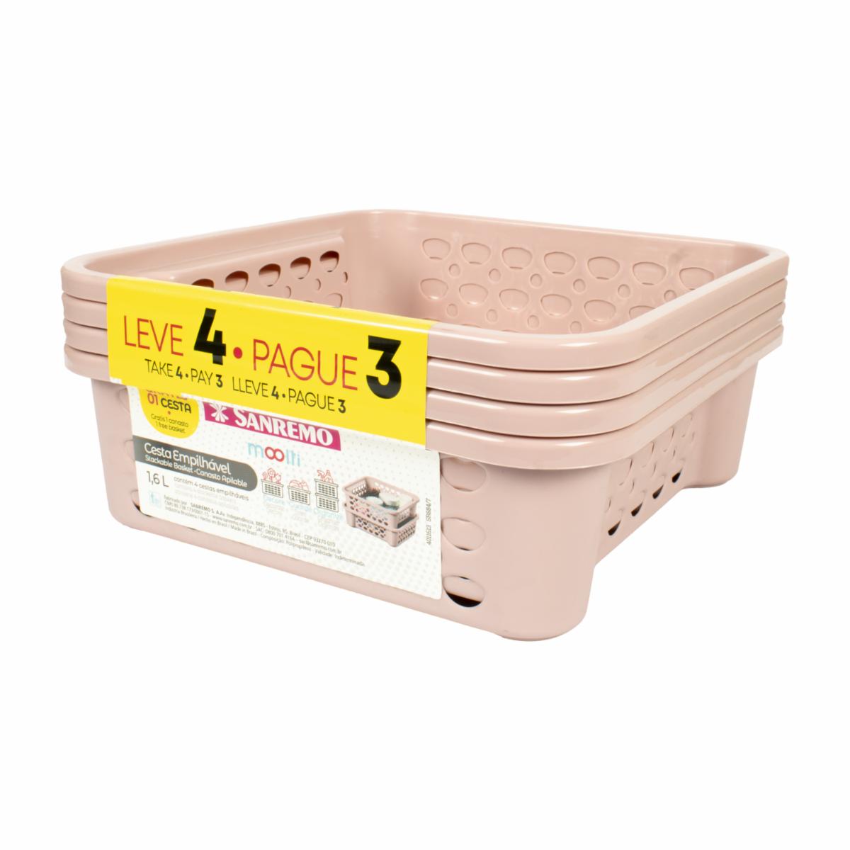 Set Canastillas Rosa Moolti SANREMO 4 Piezas