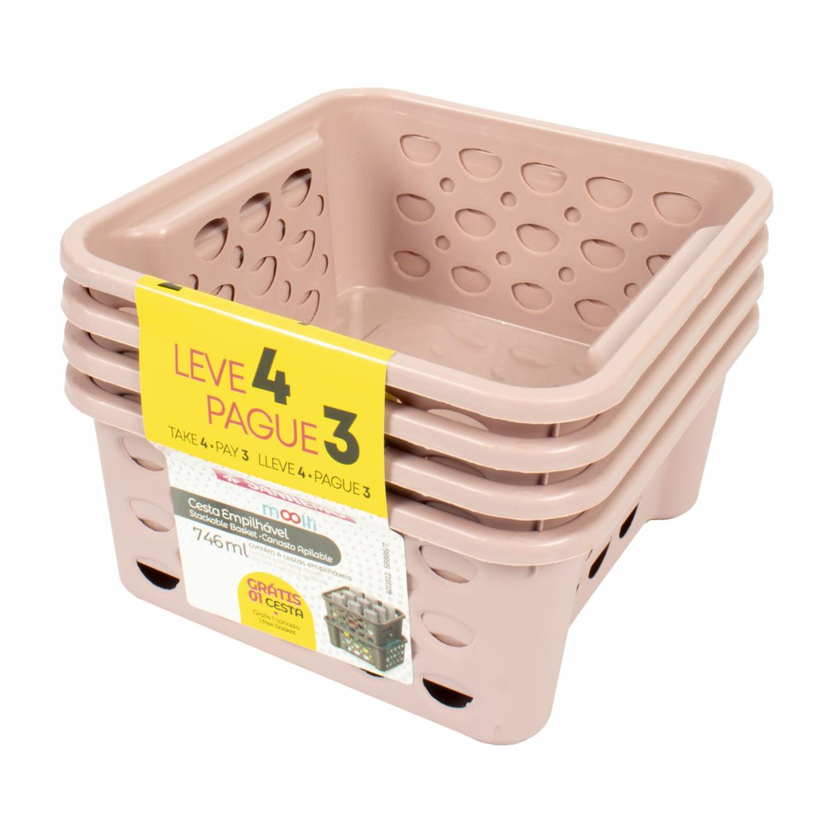 Set Canastillas Rosa Moolti SANREMO 4 Piezas