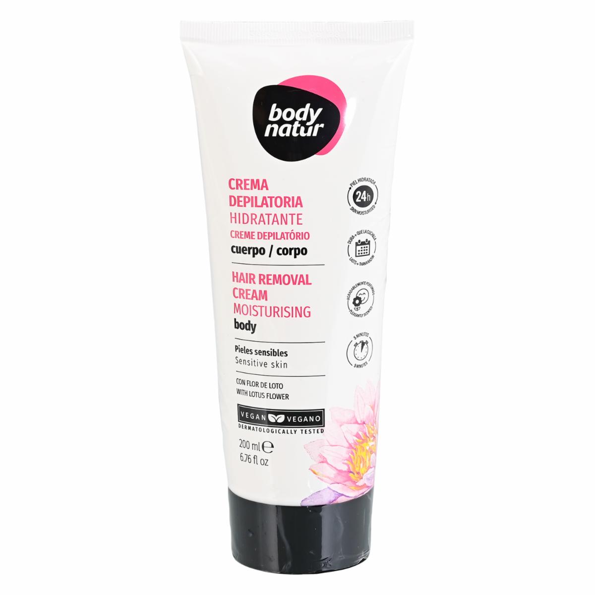 Crema Depilatoria Hidratante Piel Sensible Con Flor De Loto BODY NATUR 200 Ml