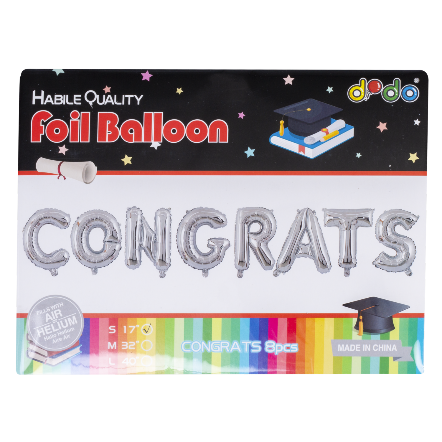 Globo Congrats Plateados IMPORTADORA CUMPLEAÑOS 1 Pieza