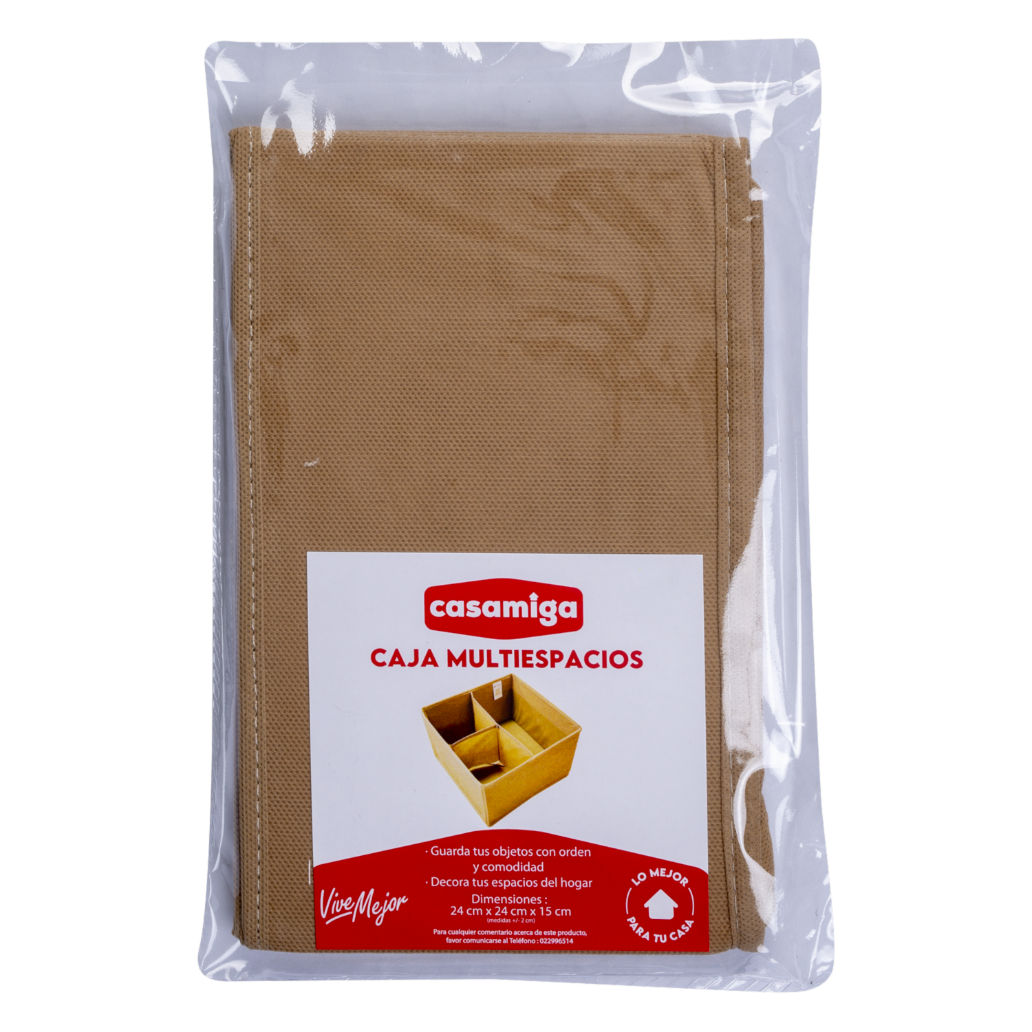 Caja Organizadora Multiespacios Beige CASAMIGA 24X24X15 CM