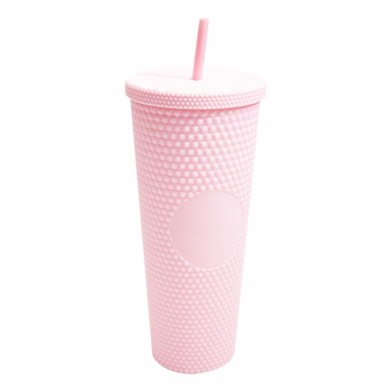 Vaso Diamante Con Tapa Y Sorbete FREE HOME Plástico