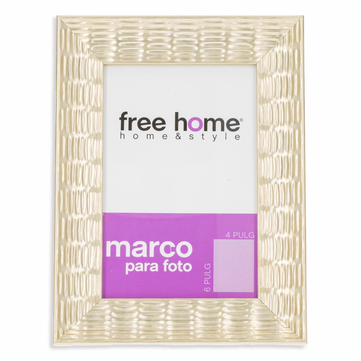 Portarretrato Metalizado Textura Dorada FREE HOME 4X6″