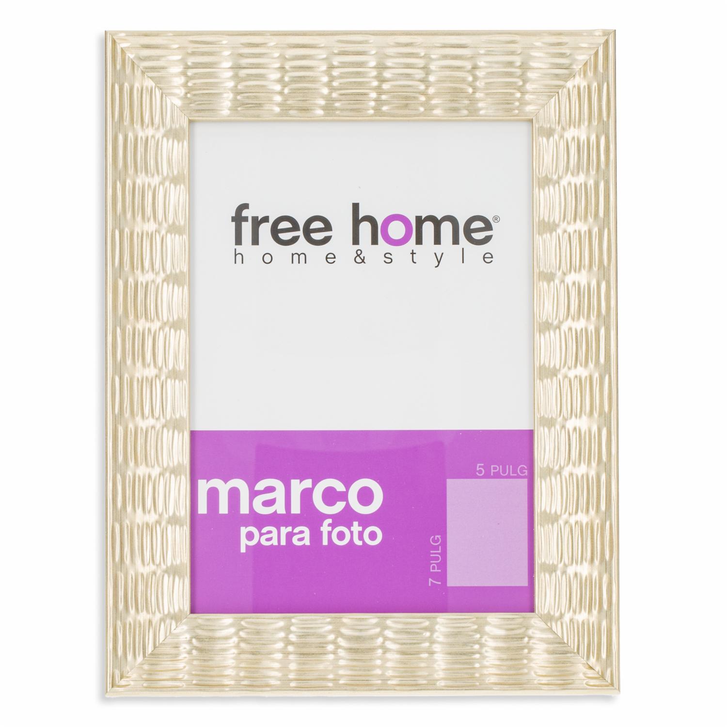 Portarretrato Metalizado Textura Dorada FREE HOME 5X7″