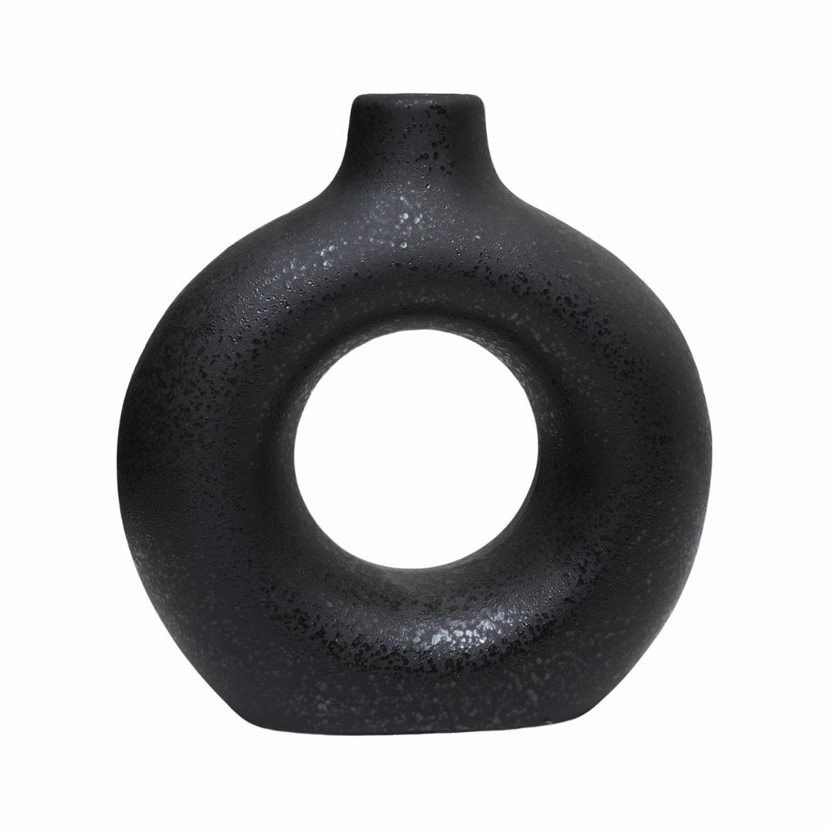 Florero Decorativo Negro Circulo Abstracto KOOME 6X17.5X18 Cm