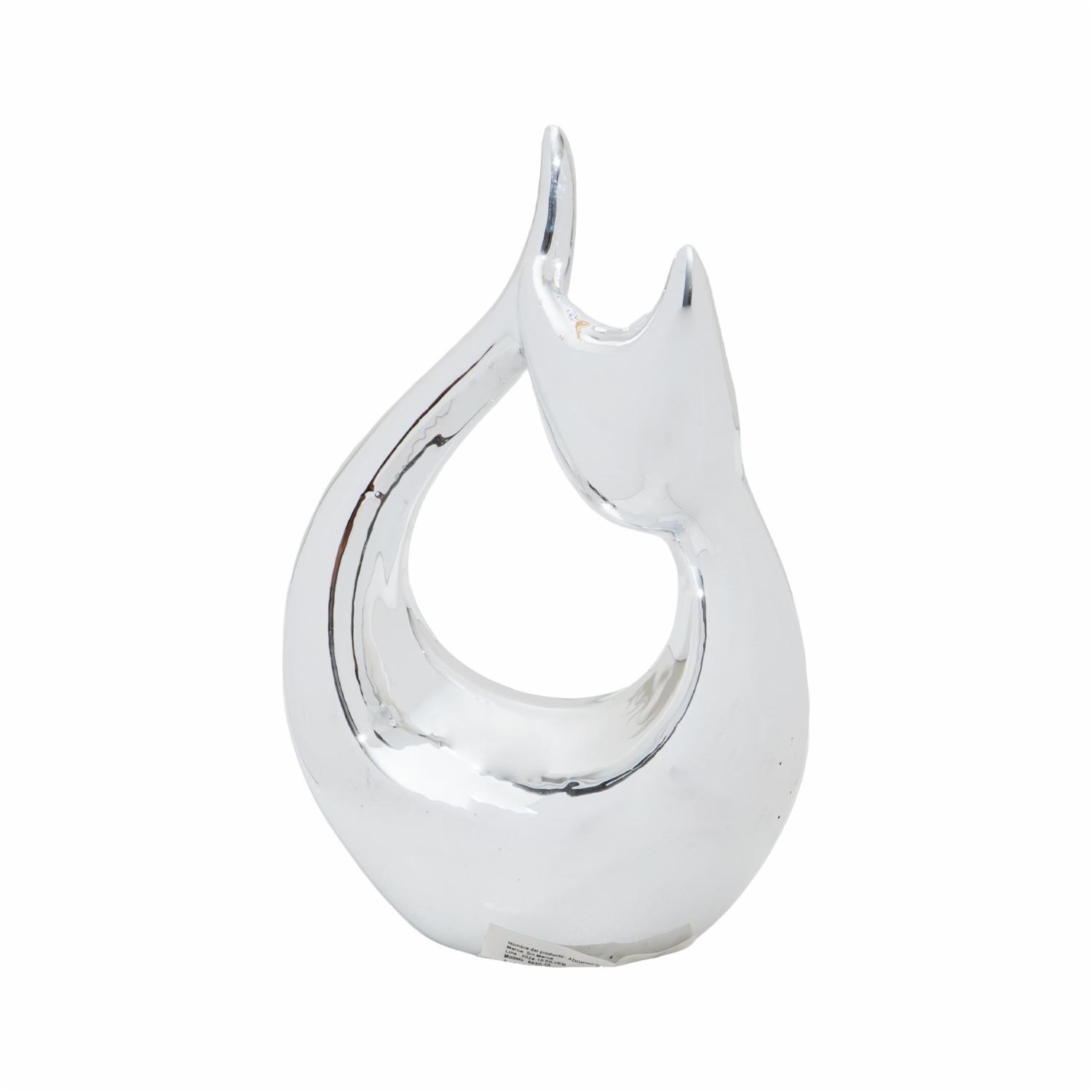 Adorno Decorativo Plata Gato Relax KOOME 1 Pieza