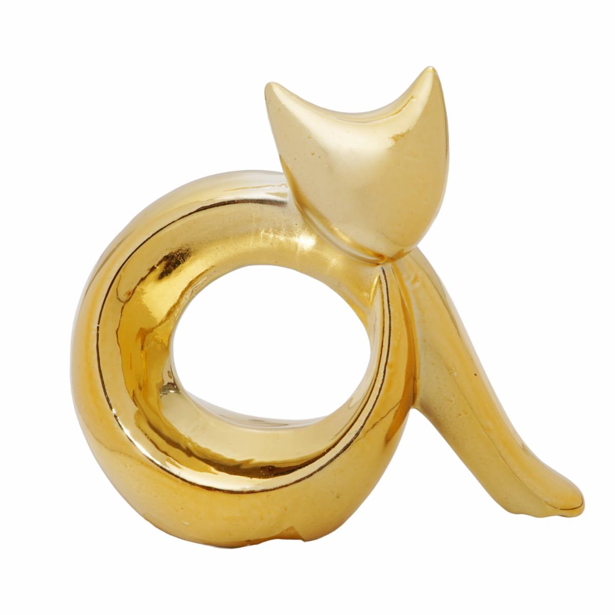 Adorno Decorativo Dorado Gato Circulo KOOME 1 Pieza