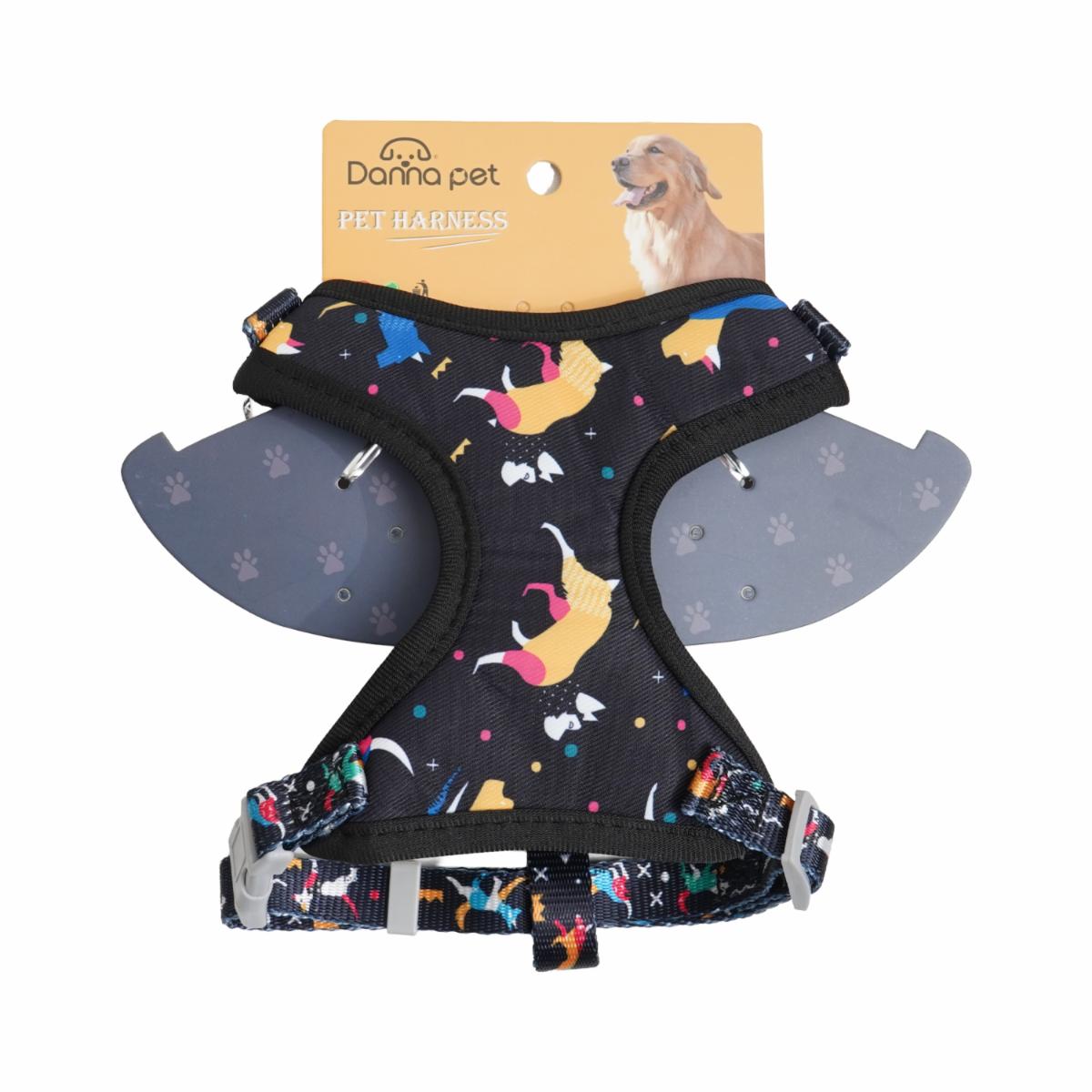 Arnés Para Perro Negro Con Estampados BTA PET Talla Pequeño