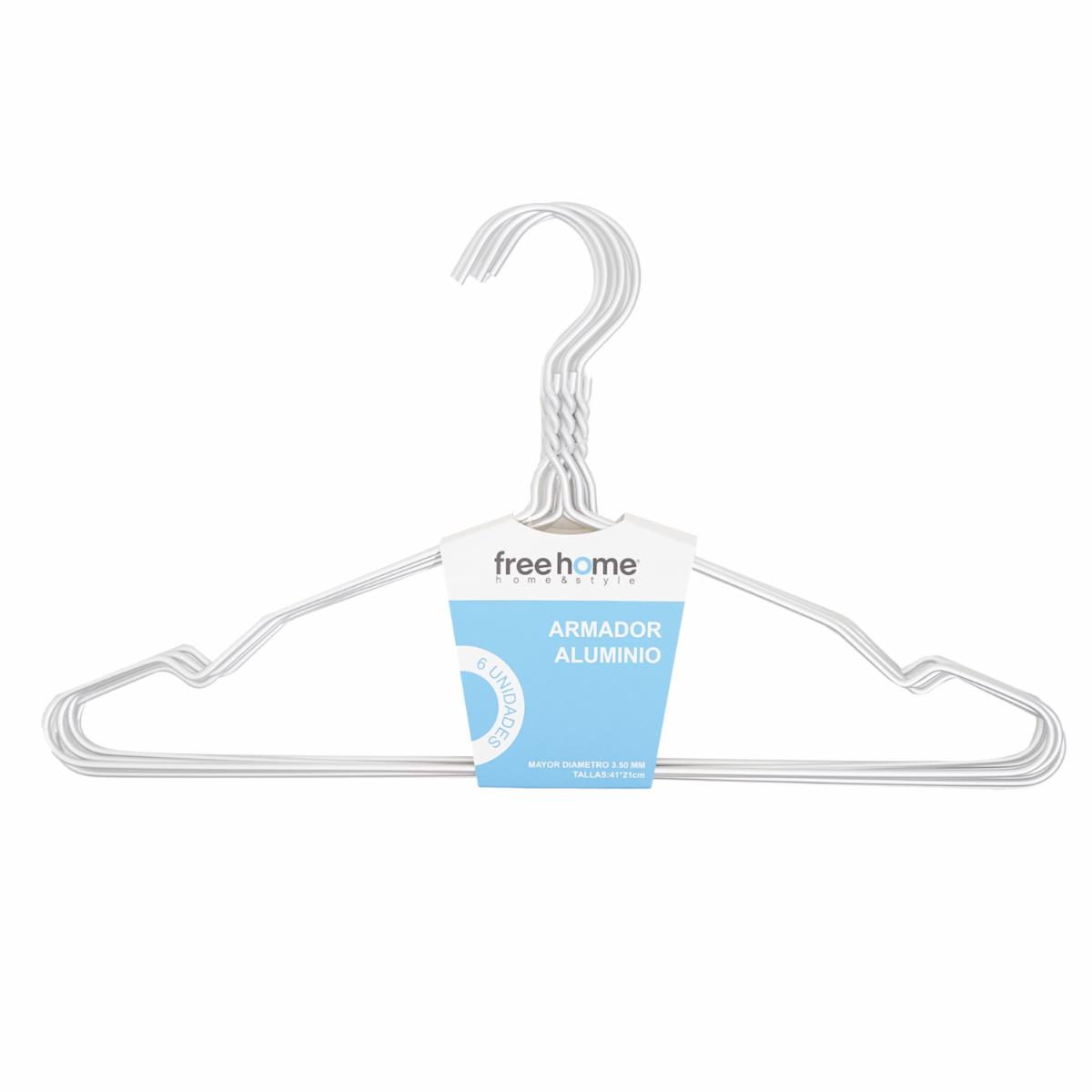 Armador De Ropa De Aluminio Anodizado FREE HOME 6 Piezas