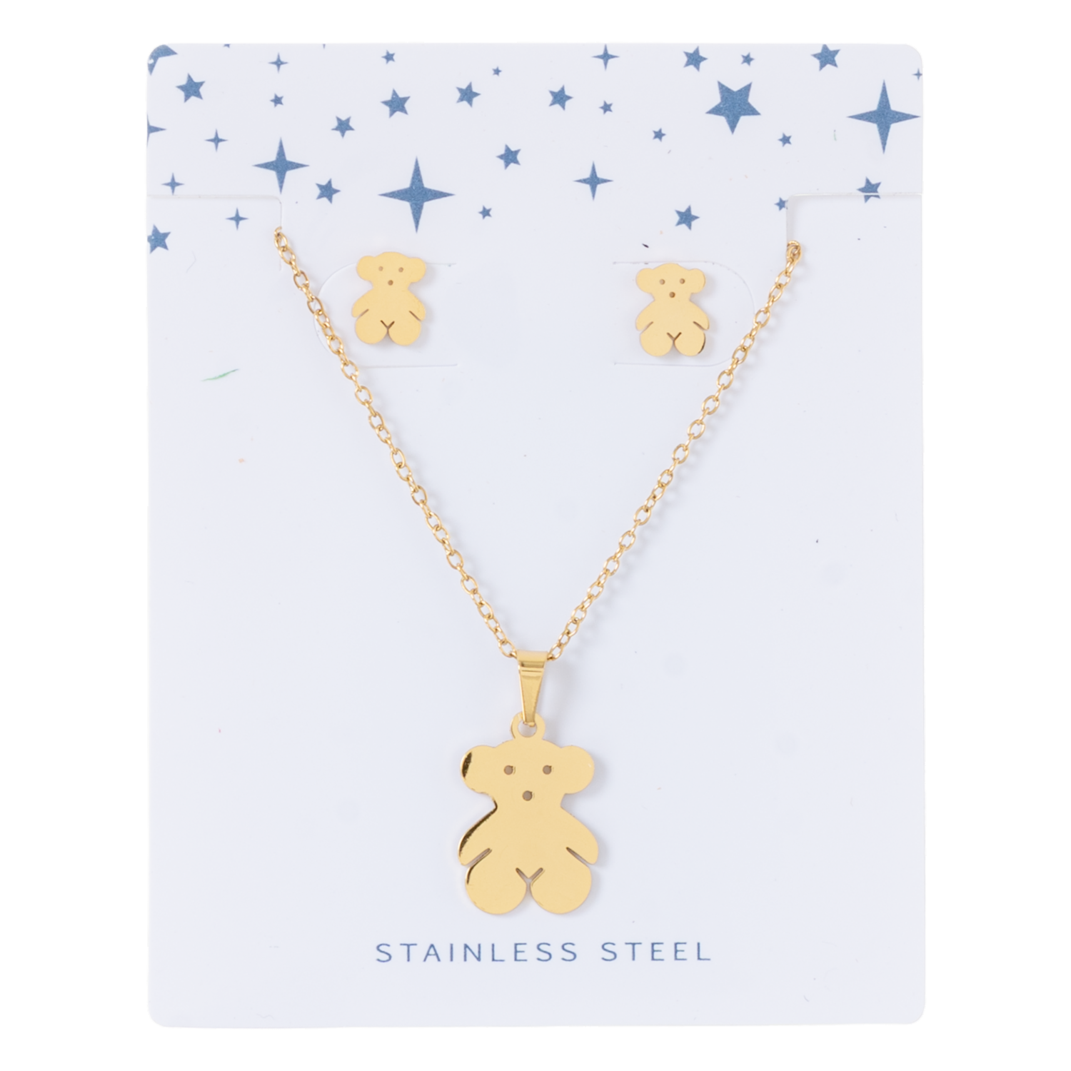 Juego De Bisutería Diseño Oso Rosado STAINLESS STEEL 4 Piezas