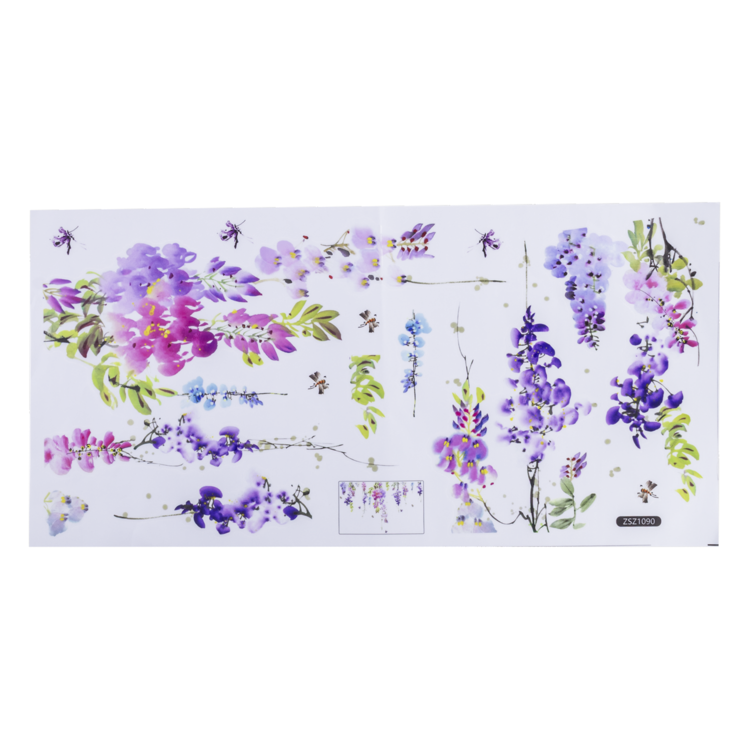 Adhesivo Decorativo Para Pared Diseño Flores Lilas SKYLARK 60X30 Cm