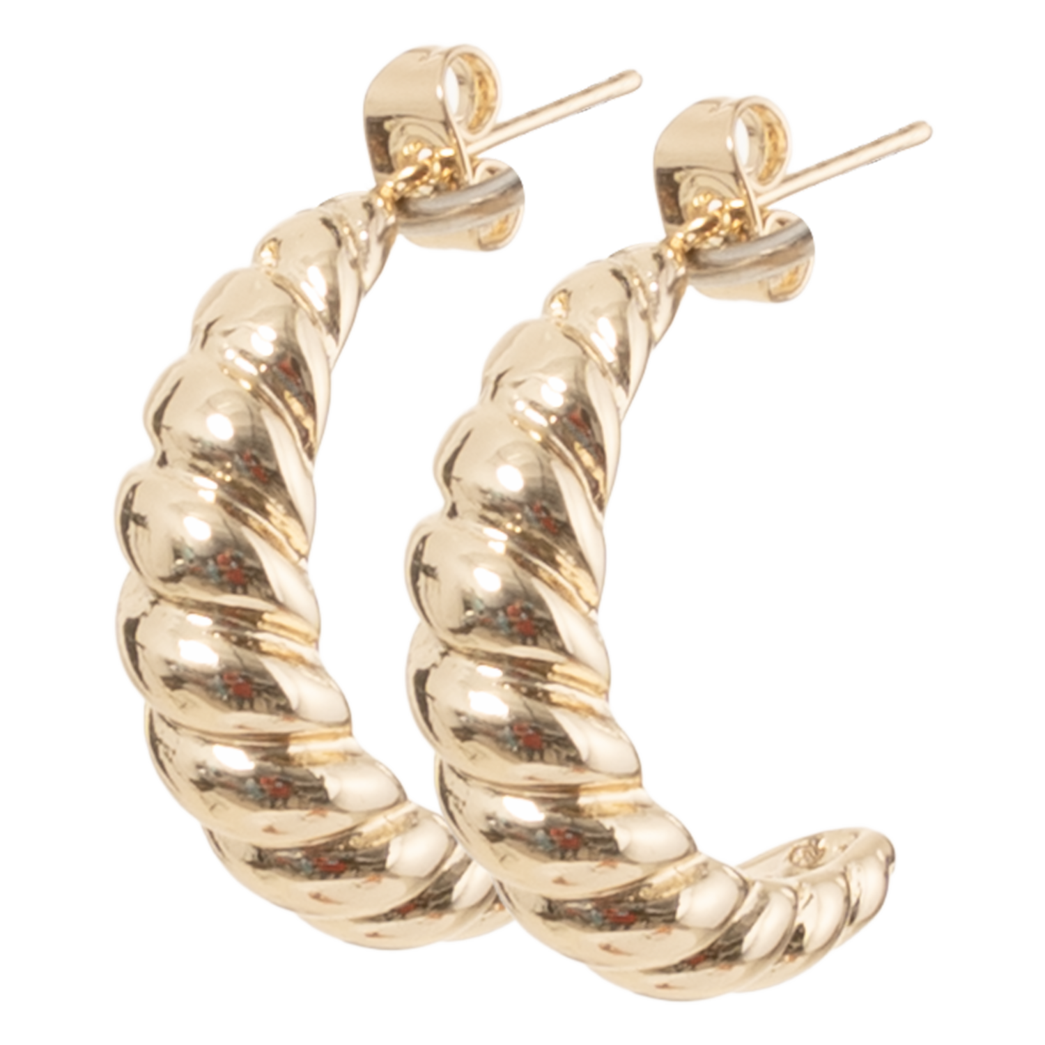 Aretes Para Dama Estilo Media Luna Tejida Copper Dorado Peso 5,6 G SKYLARK 1 Par