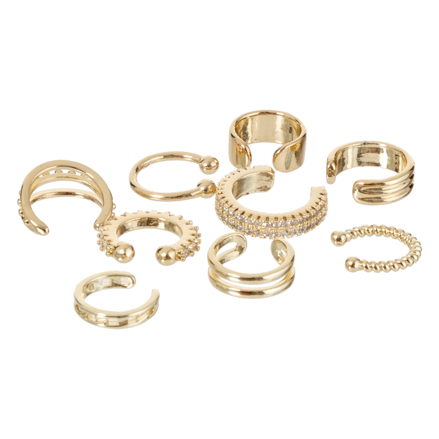 Aretes Para Dama Estilo Clips Dorado SKYLARK X 9 Piezas