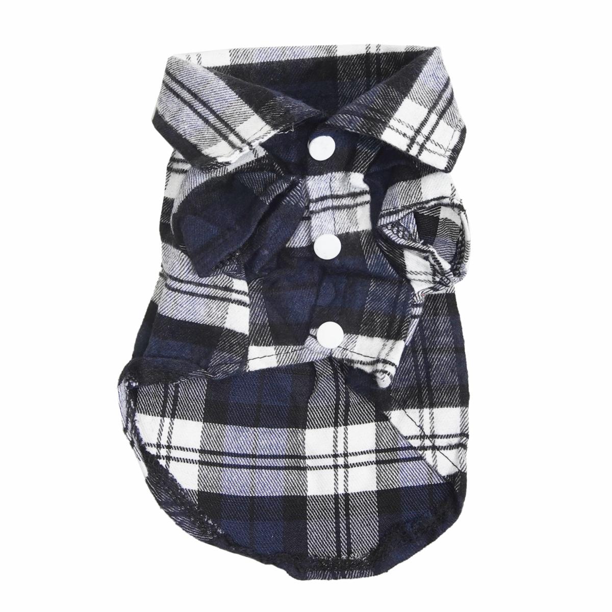 Camisa De Perro Cuadros Azul DADAGOU Talla Extra Pequeño
