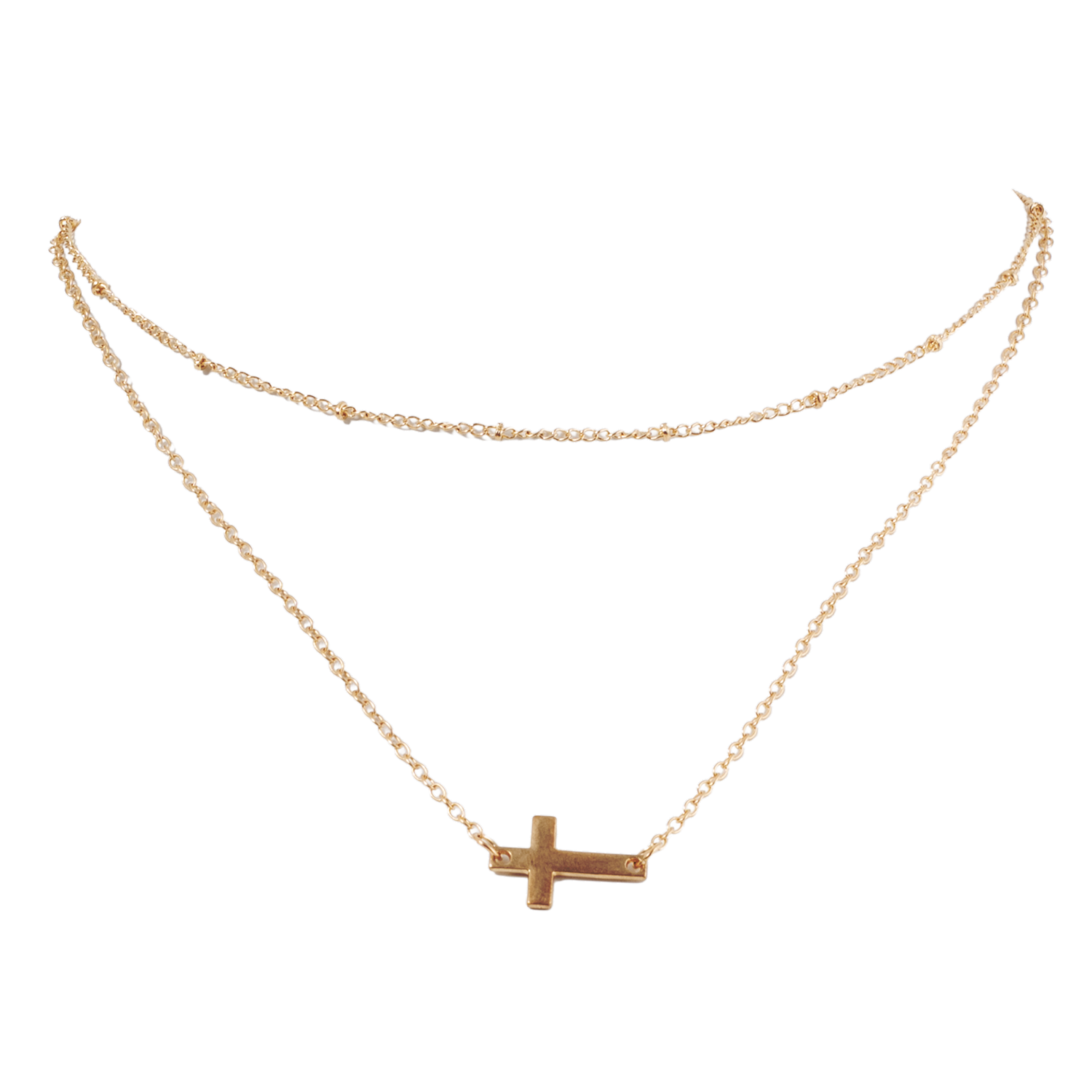 Collar Para Dama Doble Cadena Y Cruz SKYLARK 1 Pieza