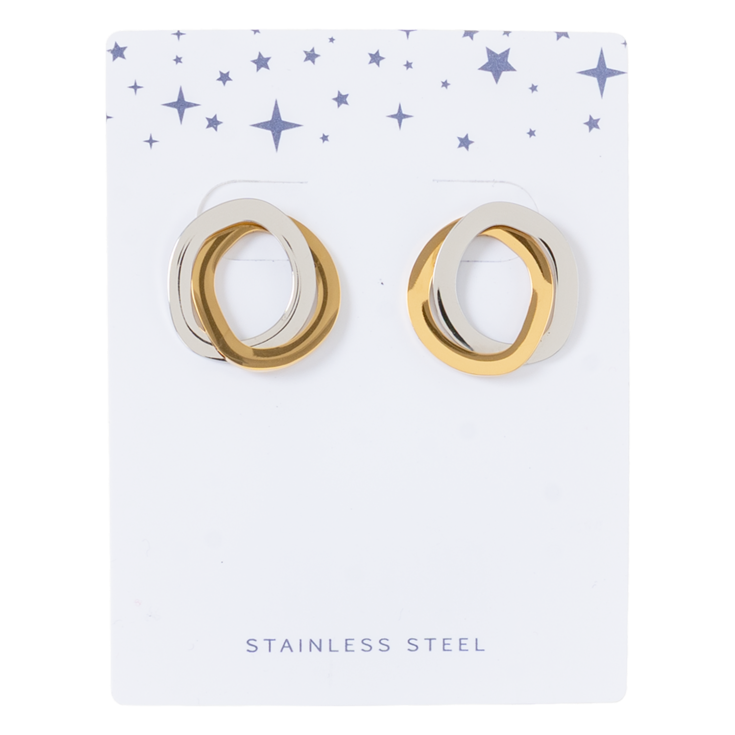 Aretes Para Dama Acero Inoxidable Blanco Y Dorado TECNO STEEL 2 Piezas