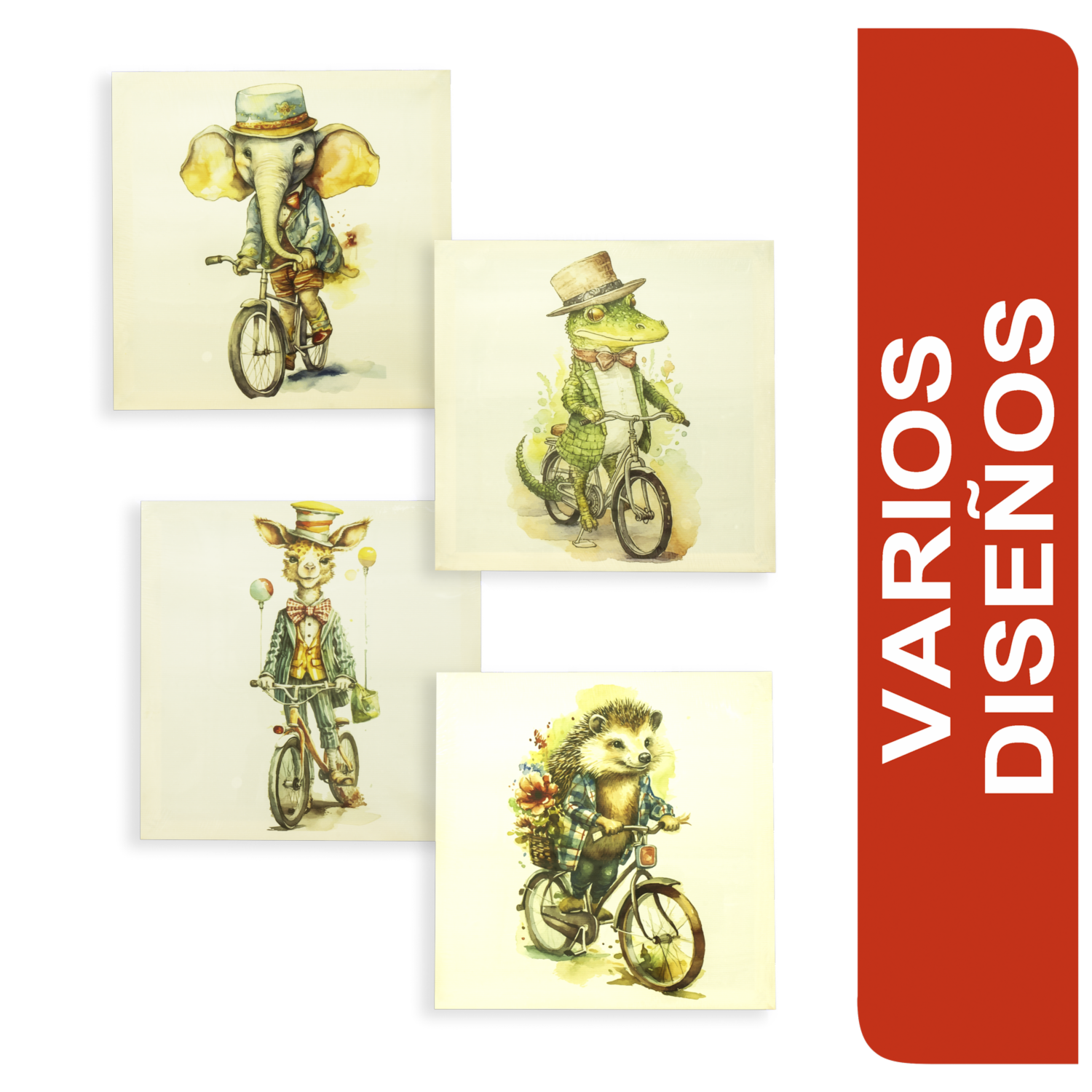 Cuadro Decorativo Diseño Surtido Animales En Bicicleta FUZHOU BESTONE COLLECTION 28X28 Cm