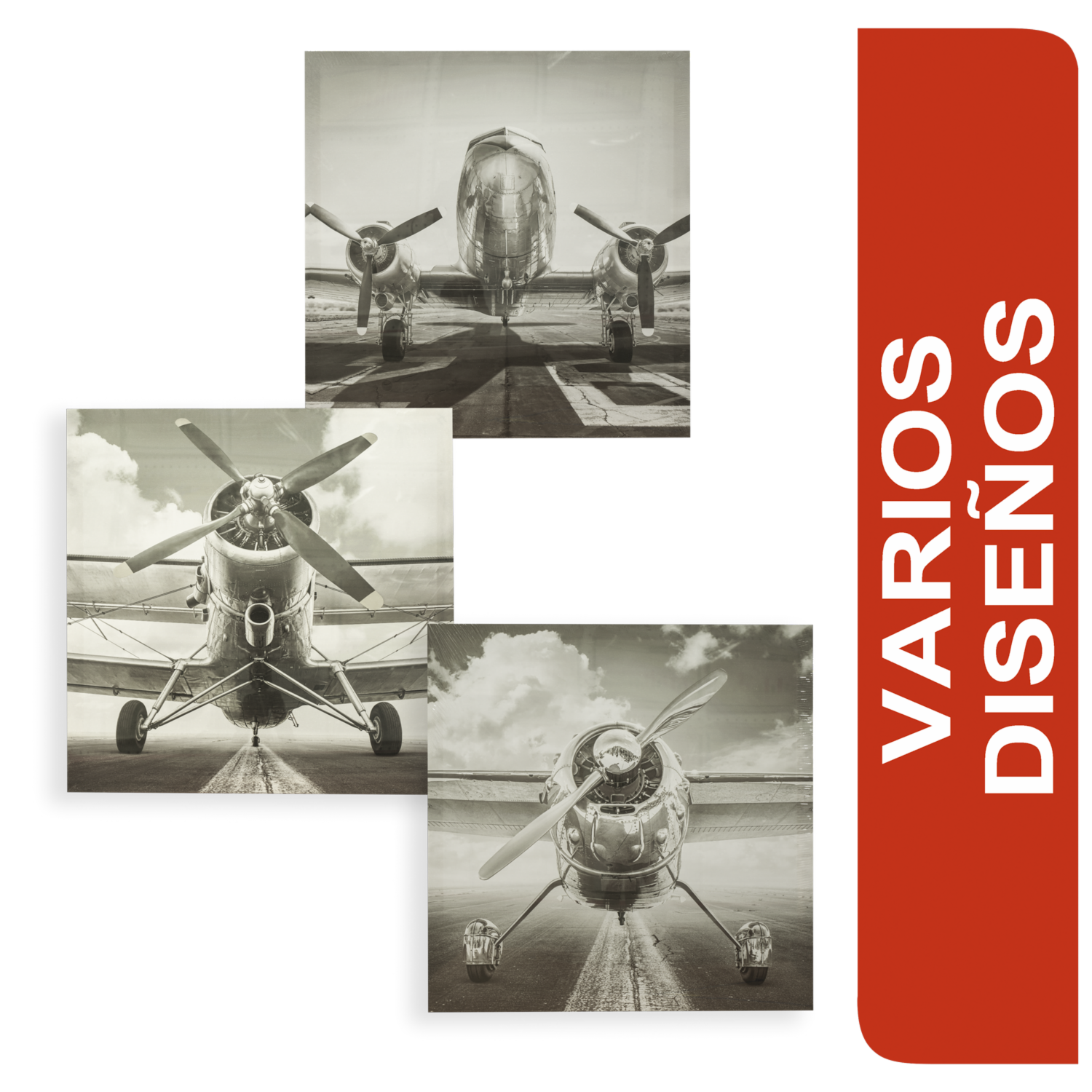 Cuadro Decorativo Diseño Surtido Aviones Blanco Y Negro FUZHOU BESTONE COLLECTION 40X40 Cm