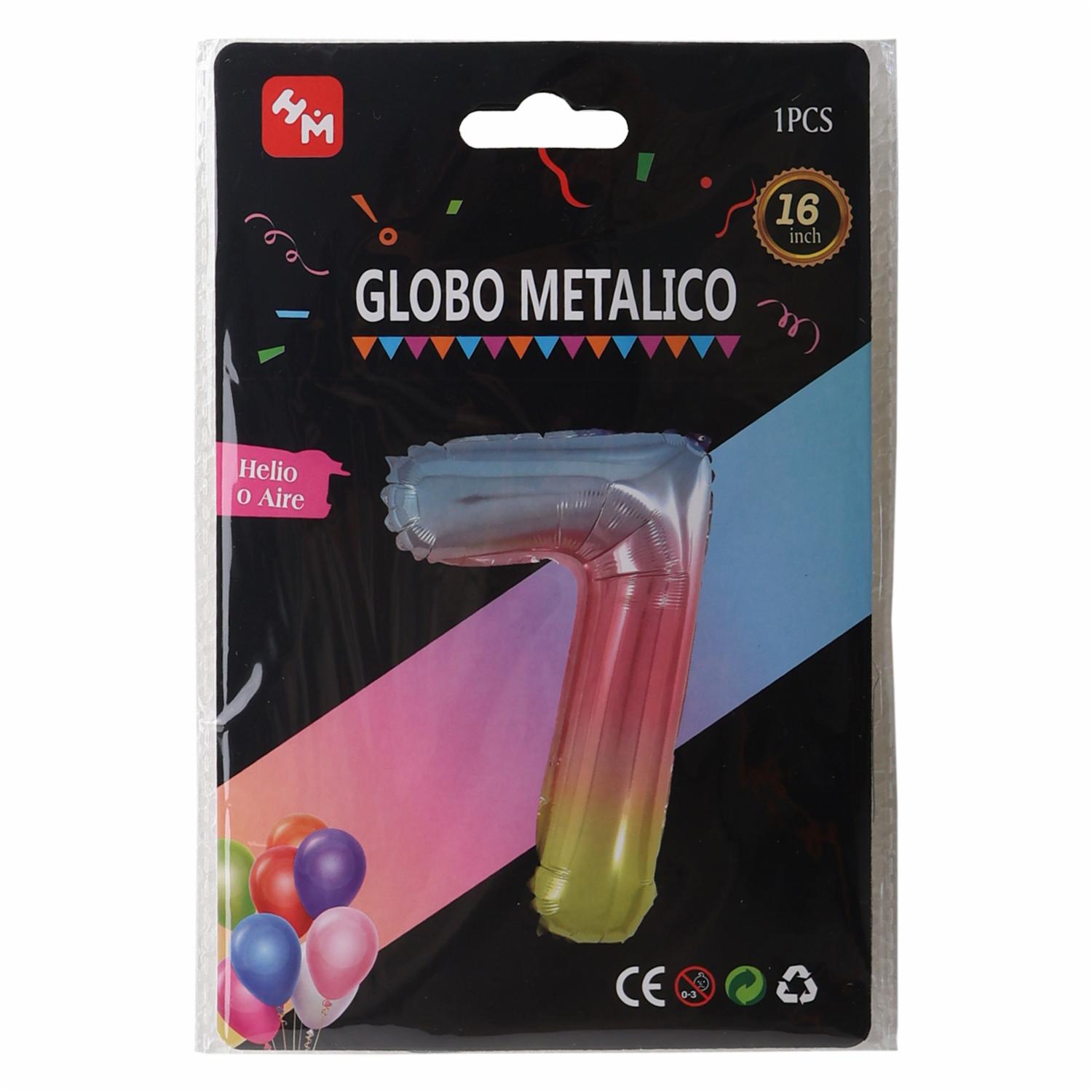 Globo Metálico Multicolor Nro. 7 IMPORTADORA CUMPLEAÑOS 16″