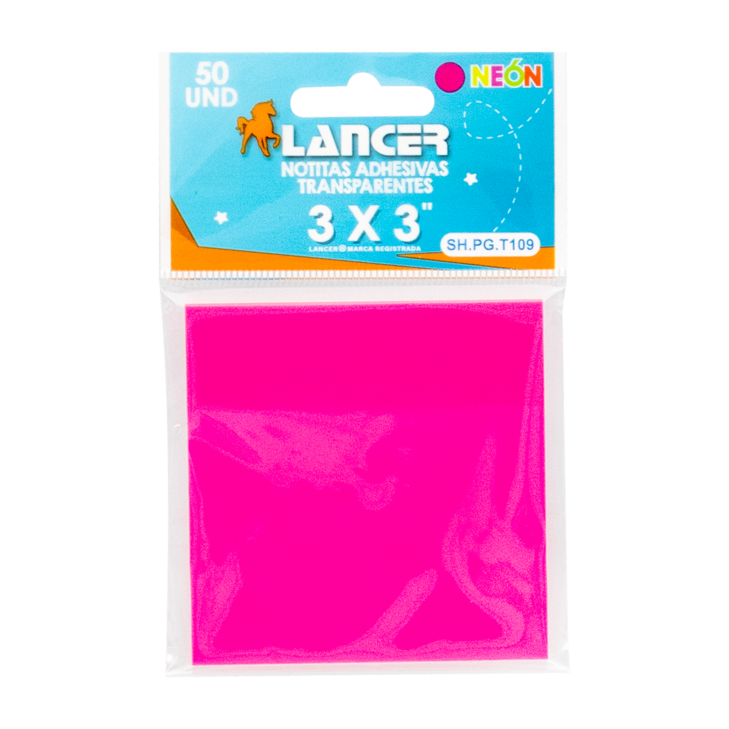 Notas Adhesivas Transparente Color Rosado LANCER Unidad
