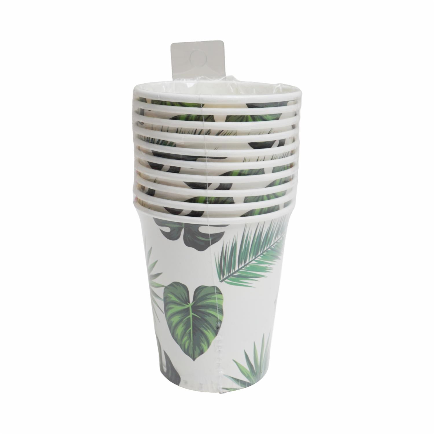 Vaso Desechable Diseño Hojas IMPORTADORA CUMPLEAÑOS 8 Uds X 8 Oz