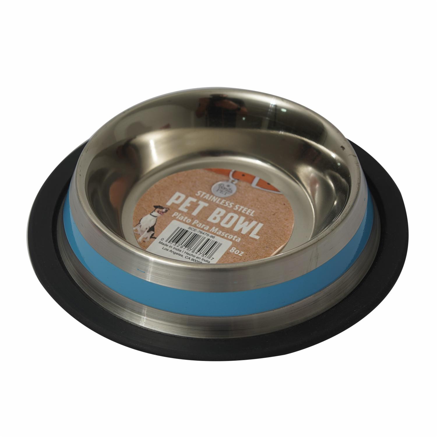 Plato Para Mascota Línea Color De Acero Inoxidable BONITA PET 8 Onzas