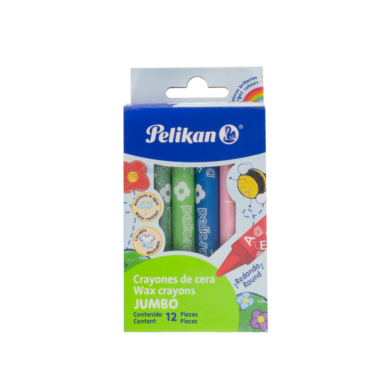 Crayones De Cera Redondos Tamaño Jumbo PELIKAN X 12 Uds