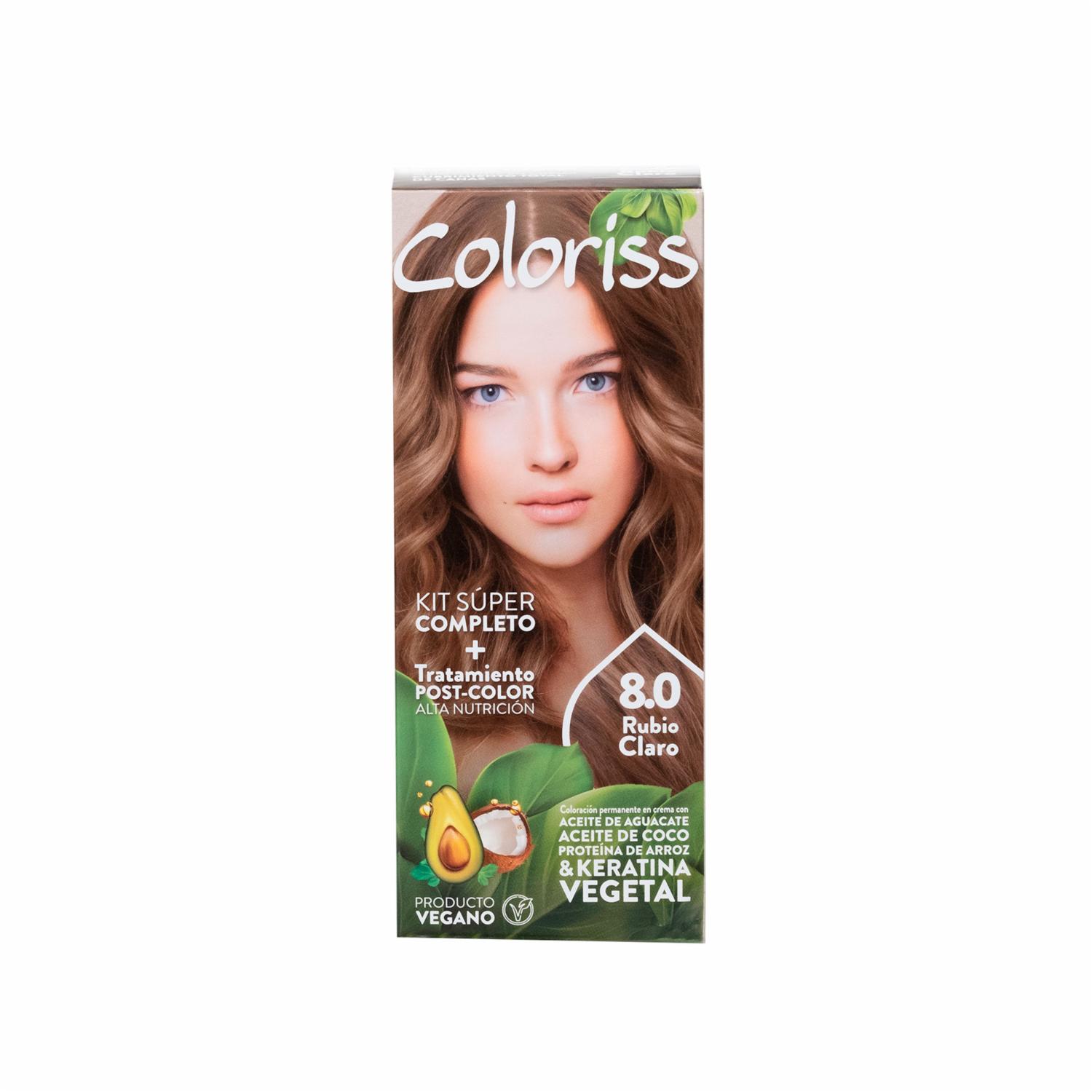 Tinte De Cabello Rubio Claro 8.0 Con Tratamiento Post Color COLORISS Kit 50 G
