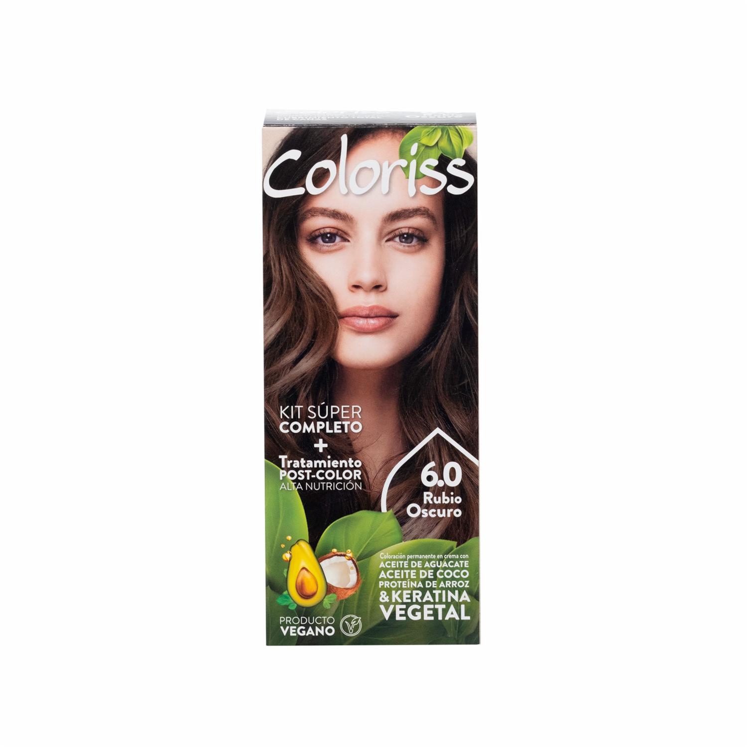 Tinte De Cabello Rubio Oscuro 6.0 Con Tratamiento Post Color COLORISS Kit 50 G