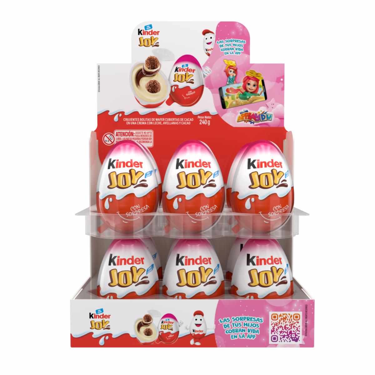 Huevo Sorpresa Rosado De Leche Y Avellanas Con Bolitas Waffer KINDER JOY 12 X 20 G