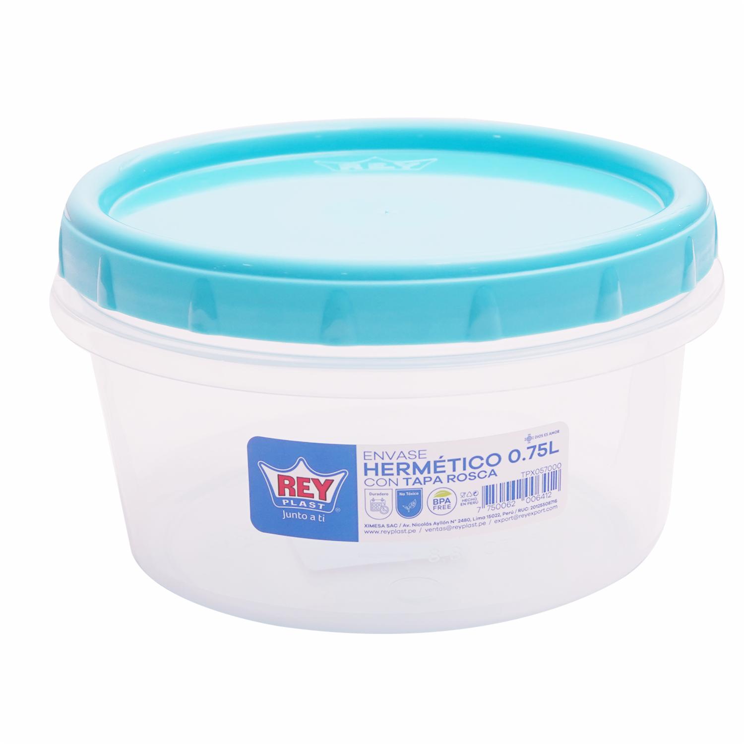 Envase Con Tapa  Rosca REY PLAST 750 Ml