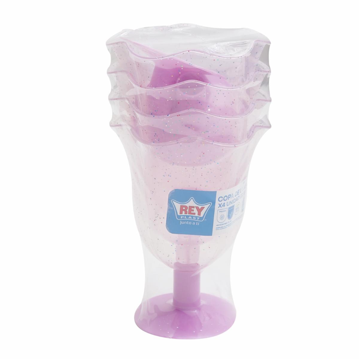 Set De Copas Deluxe Rosado REY PLAST 4 Piezas