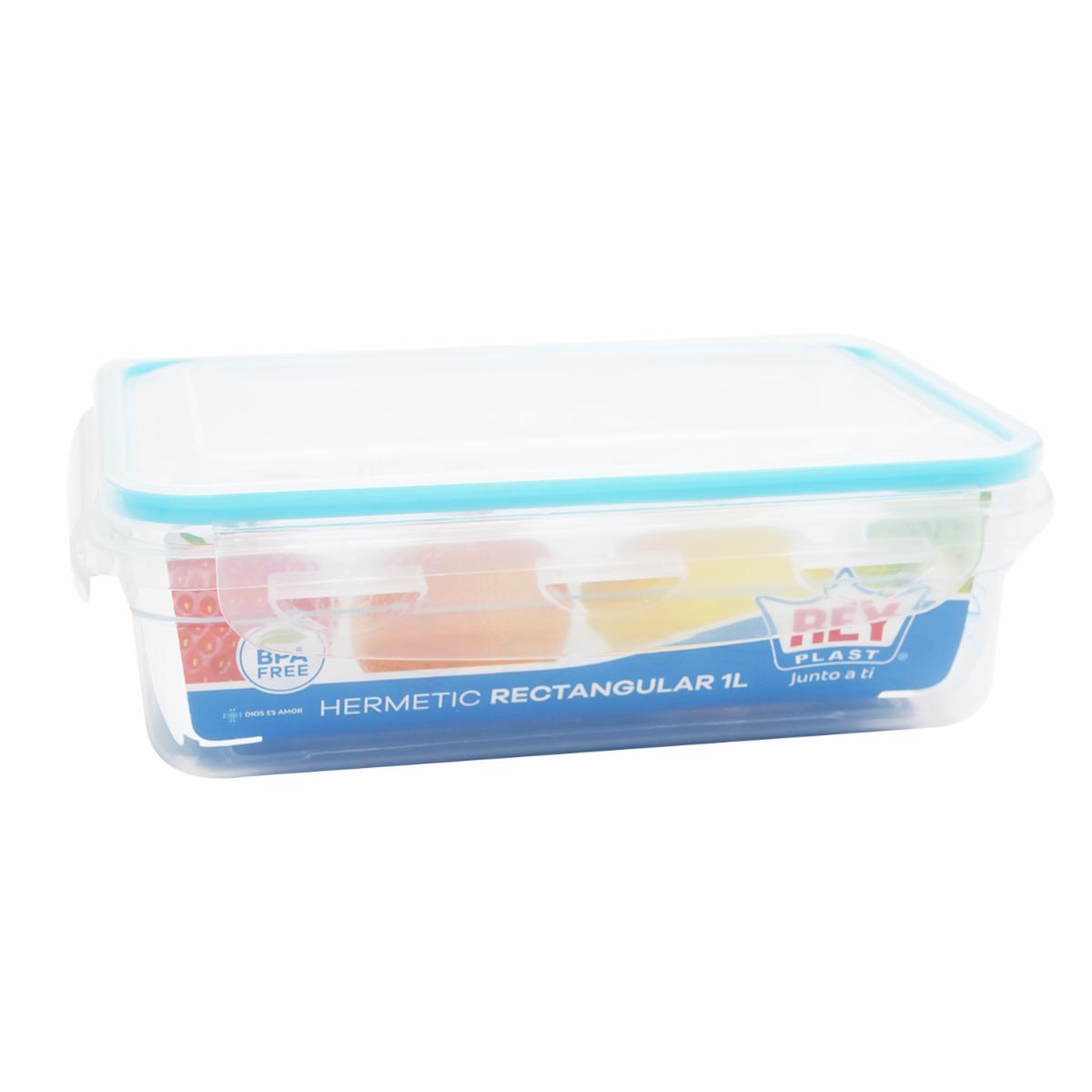 Repostero Hermético Rectangular Celeste REY PLAST 1 Litros