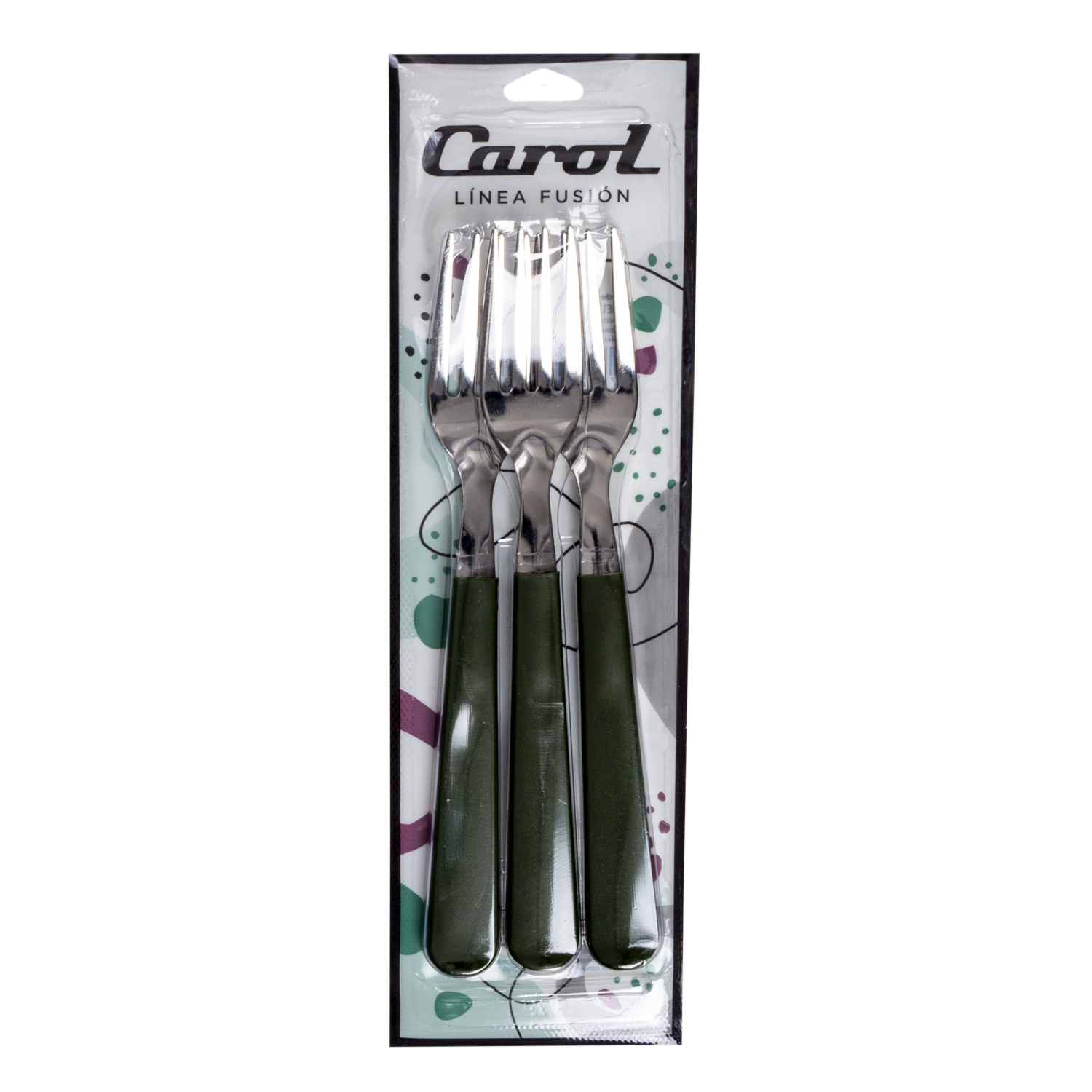 Set De Tenedores De Mesa Verde Militar CAROL X 3 Piezas