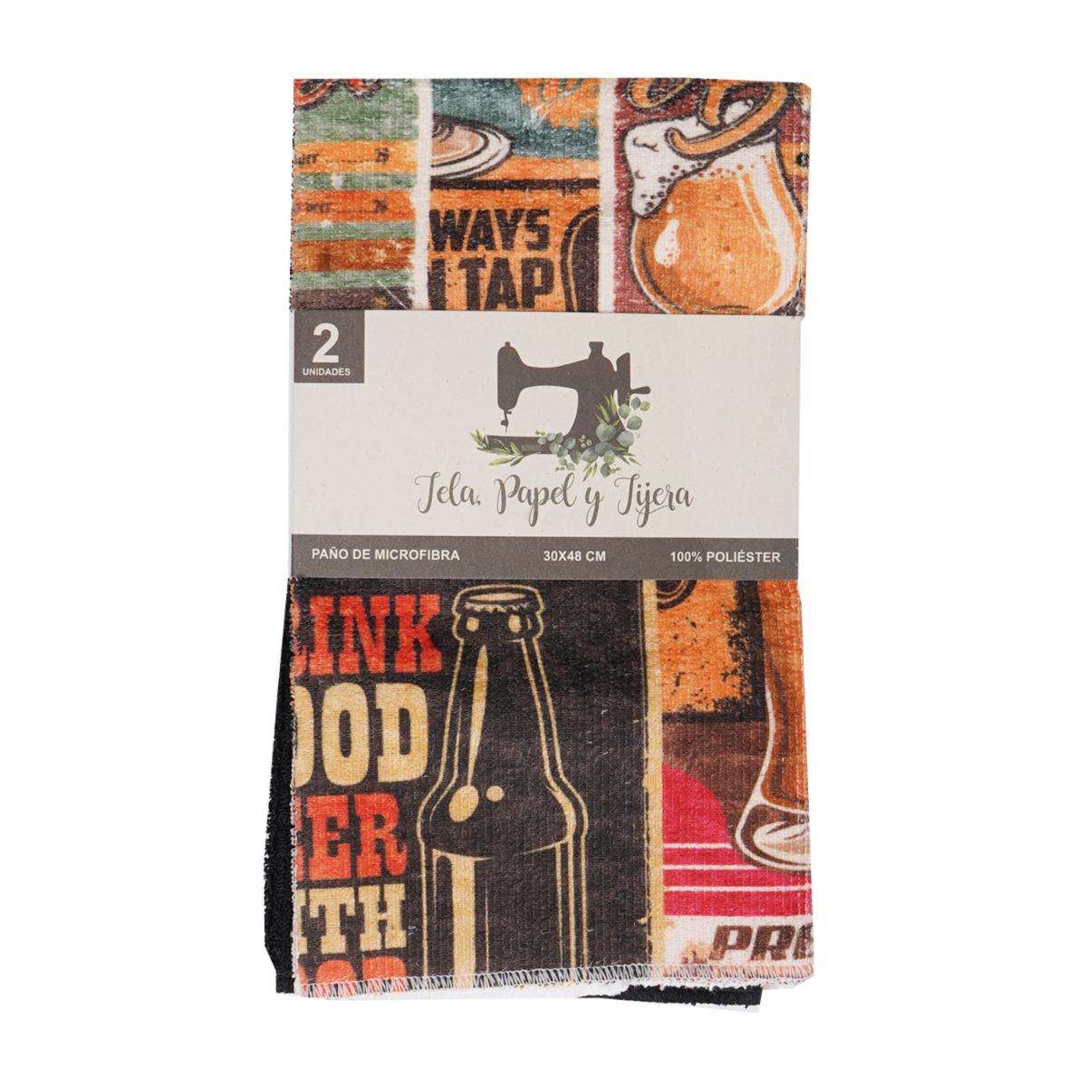 Set De Paños Microfibra Colores Surtidos TELA, PAPEL Y TIJERA X 2 Uds