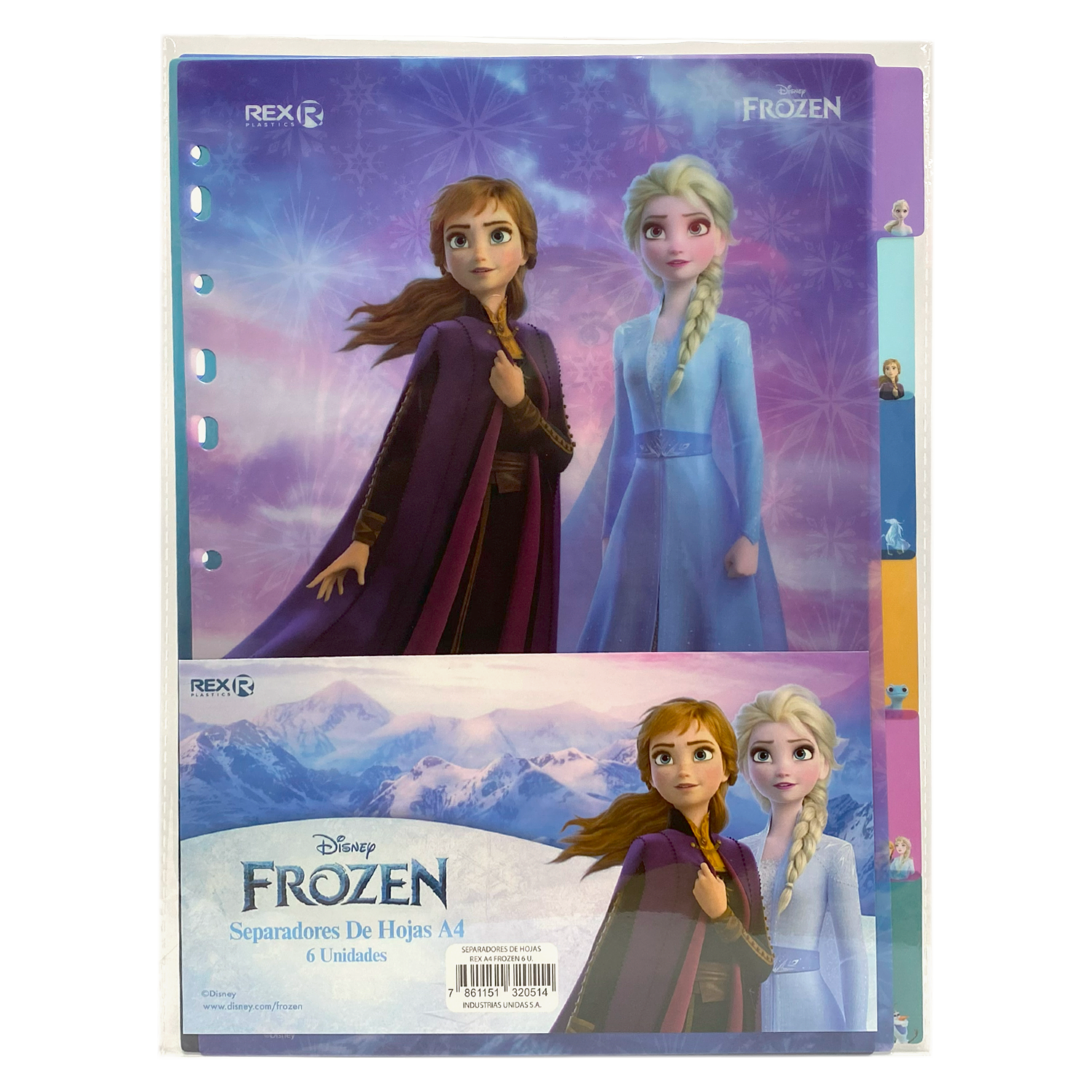Separadores De Hojas Diseño Frozen 6 Unidades REX PLASTICS A4