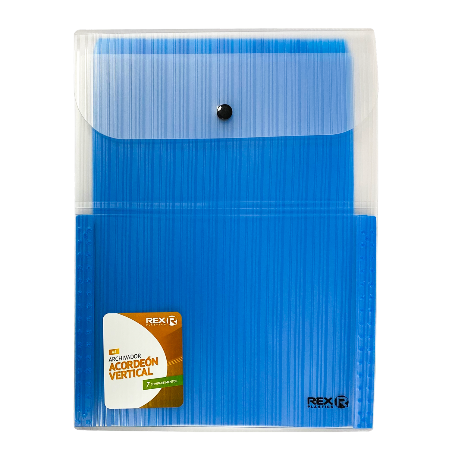 Archivador Acordeón 7 Compartimientos Vertical Transparente Azul REX PLASTICS A4