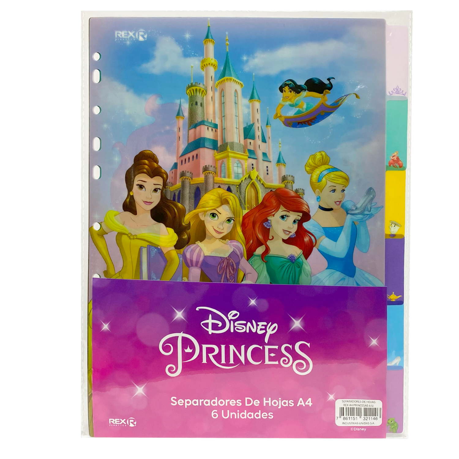 Separadores De Hojas Diseño Princesas REX PLASTICS X 6 Uds A4