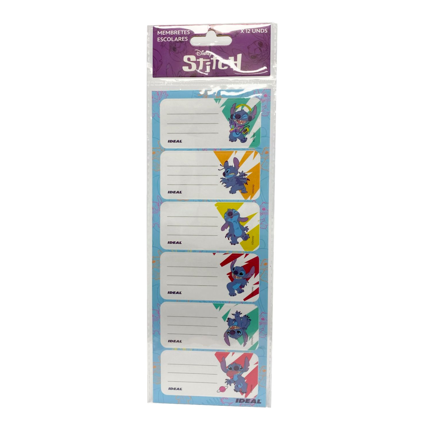 Membretes Escolares Diseño Stitch REX PLASTICS X 12 Uds 9X29