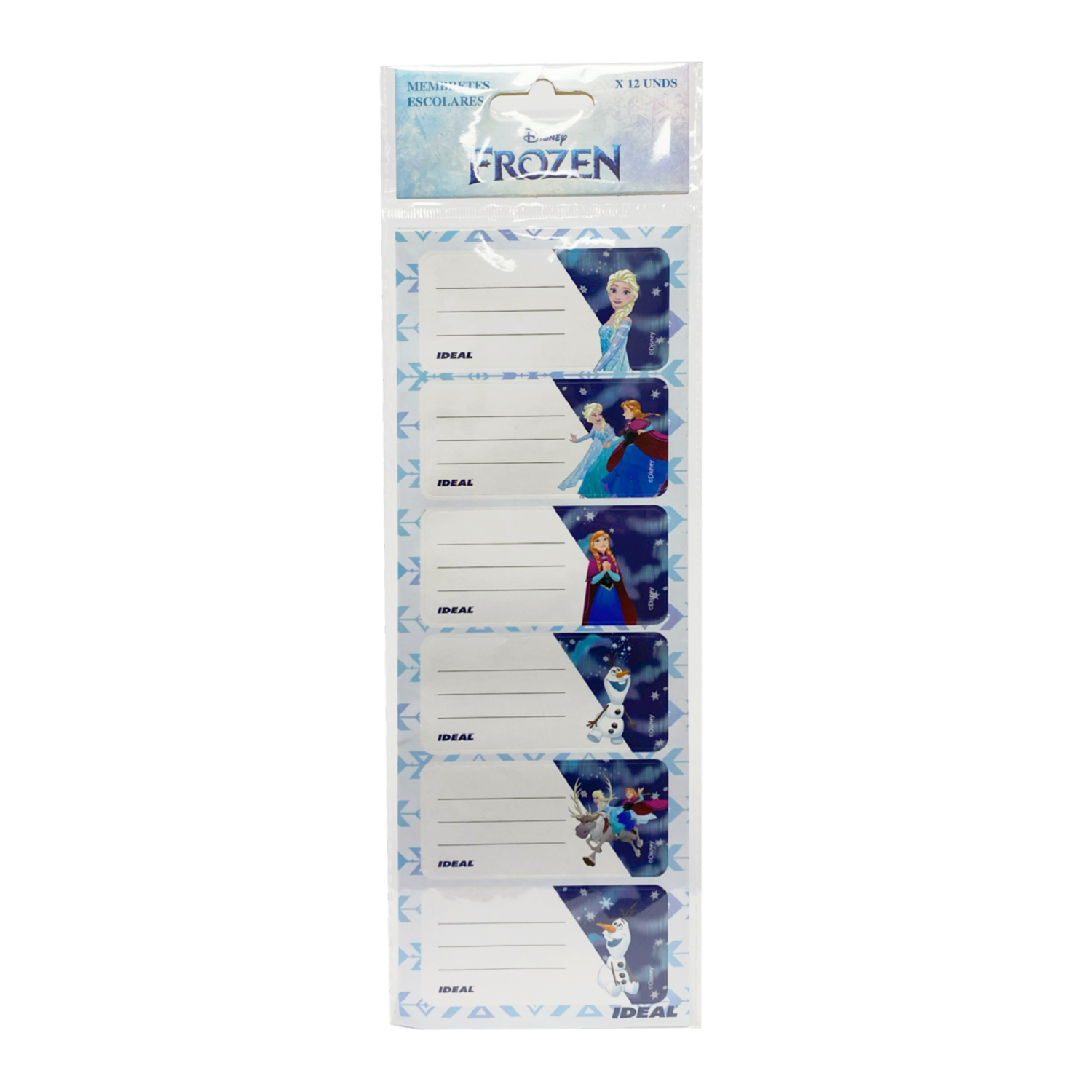 Membretes Escolares Diseño Frozen REX PLASTICS X 12 Uds 9X29