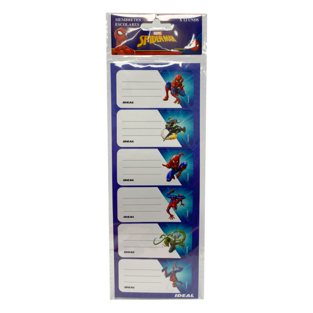 Membretes Escolares Diseño Spiderman REX PLASTICS X 12 Uds 9X29