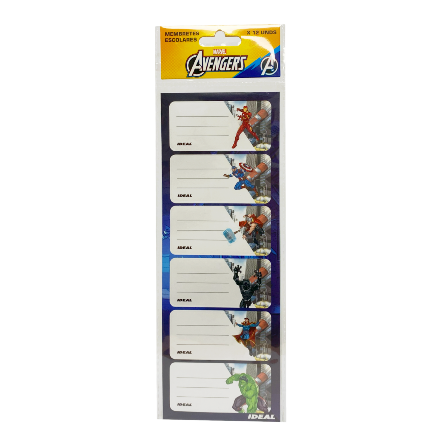 Membretes Escolares Diseño Avengers REX PLASTICS X 12 Uds 9X29