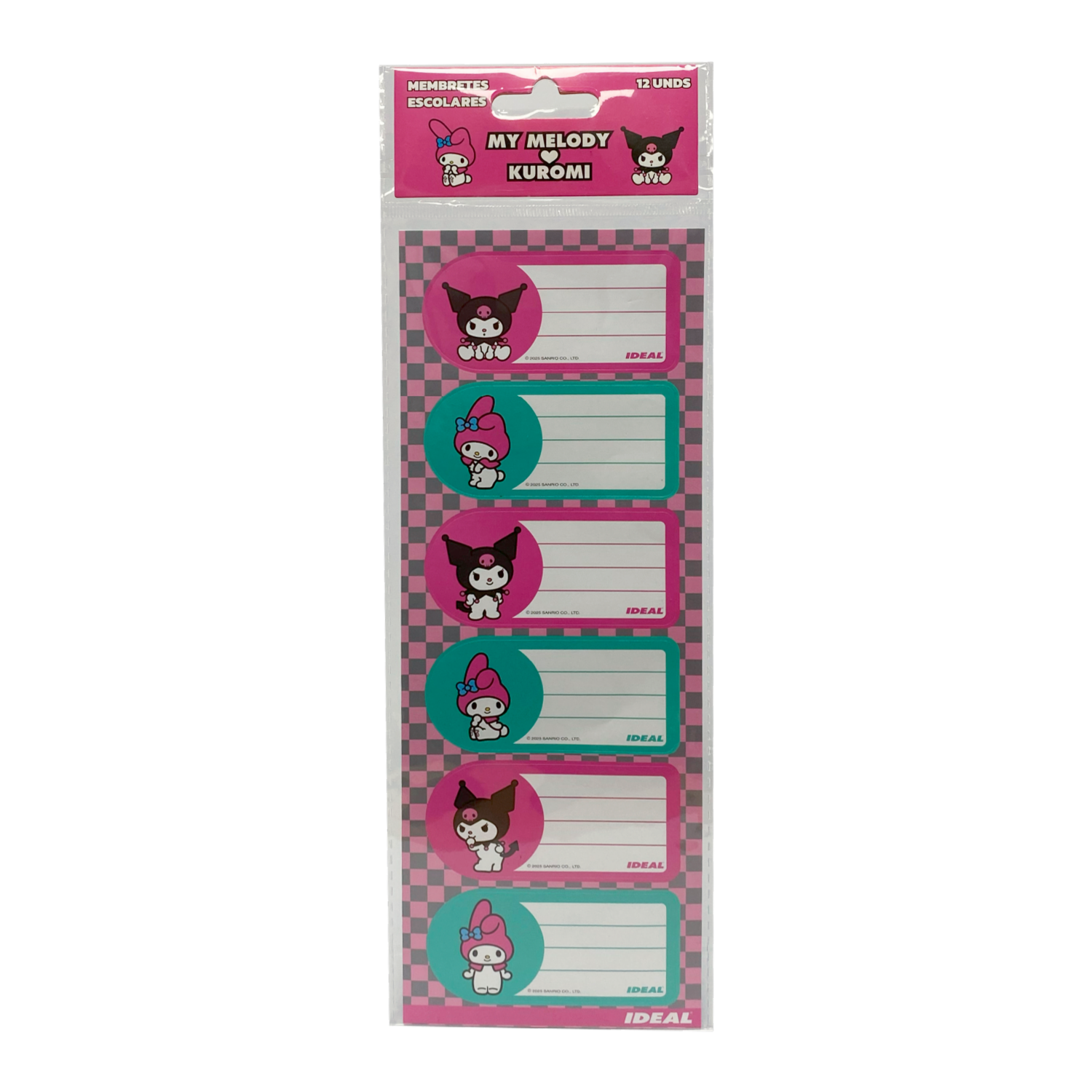 Membretes Escolares Diseño My Melody & Kuromi REX PLASTICS X 12 Uds 9X29
